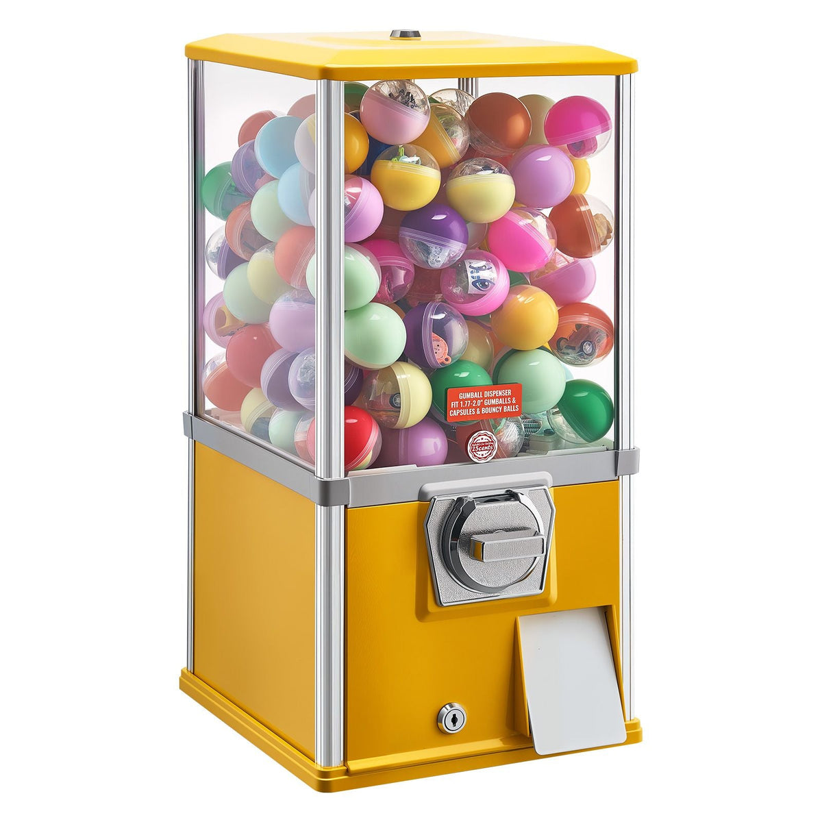 Gumball Machine, 21 inch Height Candy Vending Machine Dispenser, 25-Cent Vending Machines for Shopping Malls, Supermarkets, Amusement Parks, Arcades, Holds Up to 180 1.77 inch Spherical Candies
