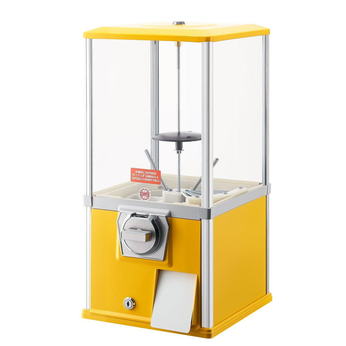 Gumball Machine, 21 inch Height Candy Vending Machine Dispenser, 25-Cent Vending Machines for Shopping Malls, Supermarkets, Amusement Parks, Arcades, Holds Up to 180 1.77 inch Spherical Candies