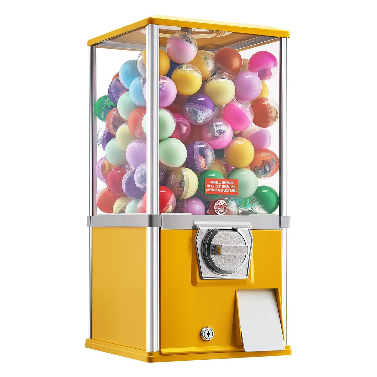 Gumball Machine, 21 inch Height Candy Vending Machine Dispenser, 25-Cent Vending Machines for Shopping Malls, Supermarkets, Amusement Parks, Arcades, Holds Up to 180 1.77 inch Spherical Candies