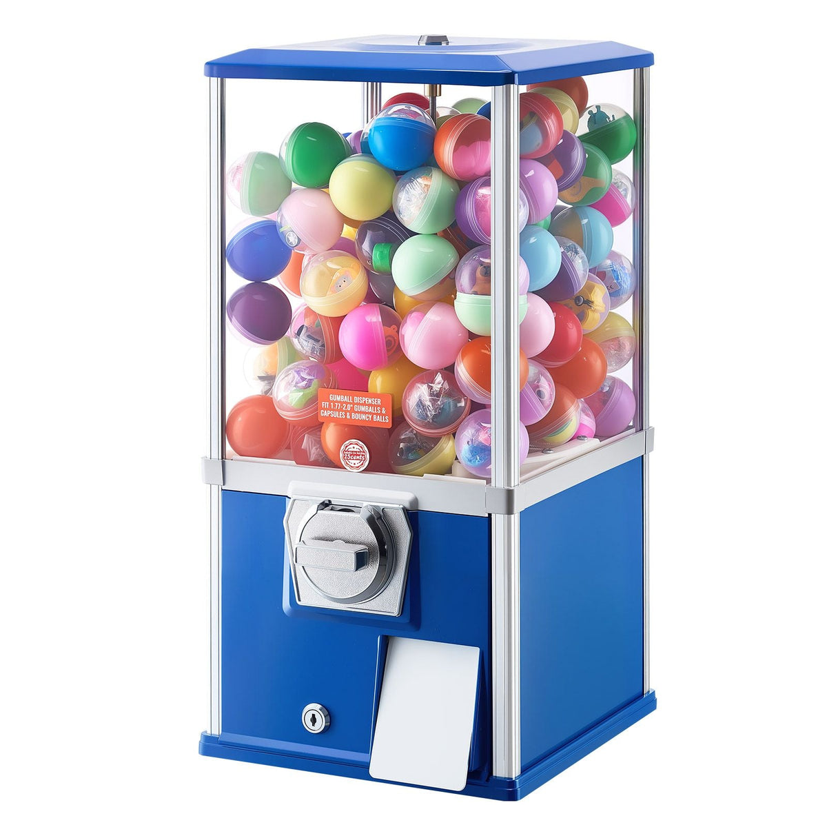 Gumball Machine, 21 inch Height Candy Vending Machine Dispenser, 25-Cent Vending Machines for Shopping Malls, Supermarkets, Amusement Parks, Arcades, Holds Up to 180 1.77 inch Spherical Candies