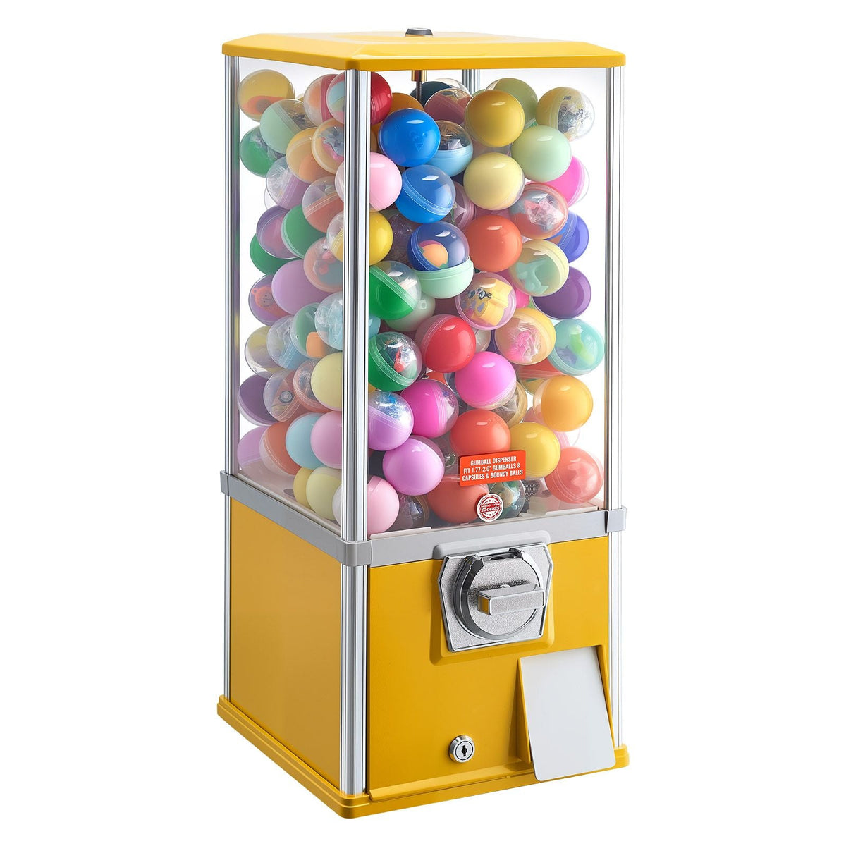 Gumball Machine, 25 inch Height Candy Vending Machine Dispenser, 25-Cent Vending Machines for Shopping Malls, Supermarkets, Amusement Parks, Arcades, Holds Up to 230 1.77 inch Spherical Candies