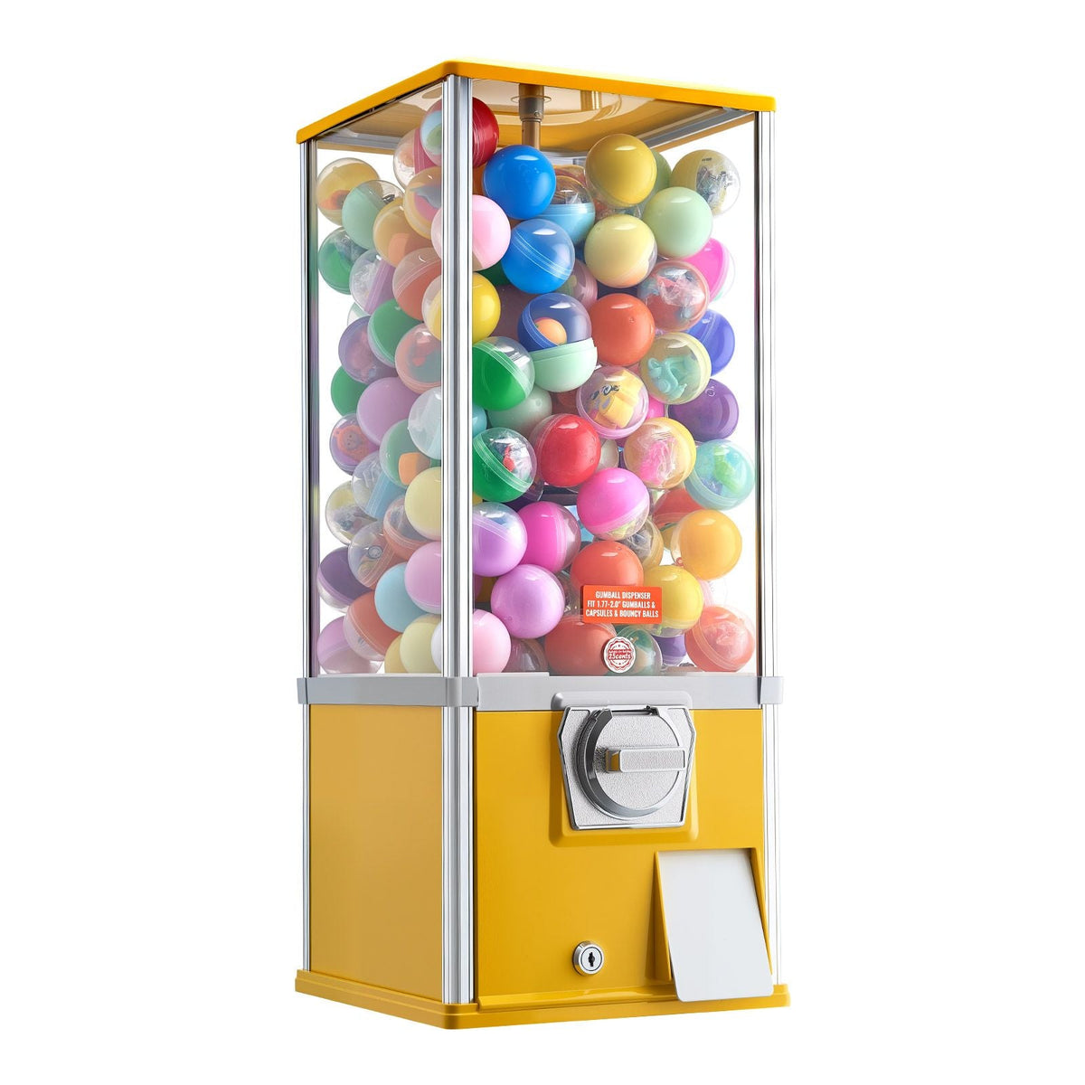 Gumball Machine, 25 inch Height Candy Vending Machine Dispenser, 25-Cent Vending Machines for Shopping Malls, Supermarkets, Amusement Parks, Arcades, Holds Up to 230 1.77 inch Spherical Candies