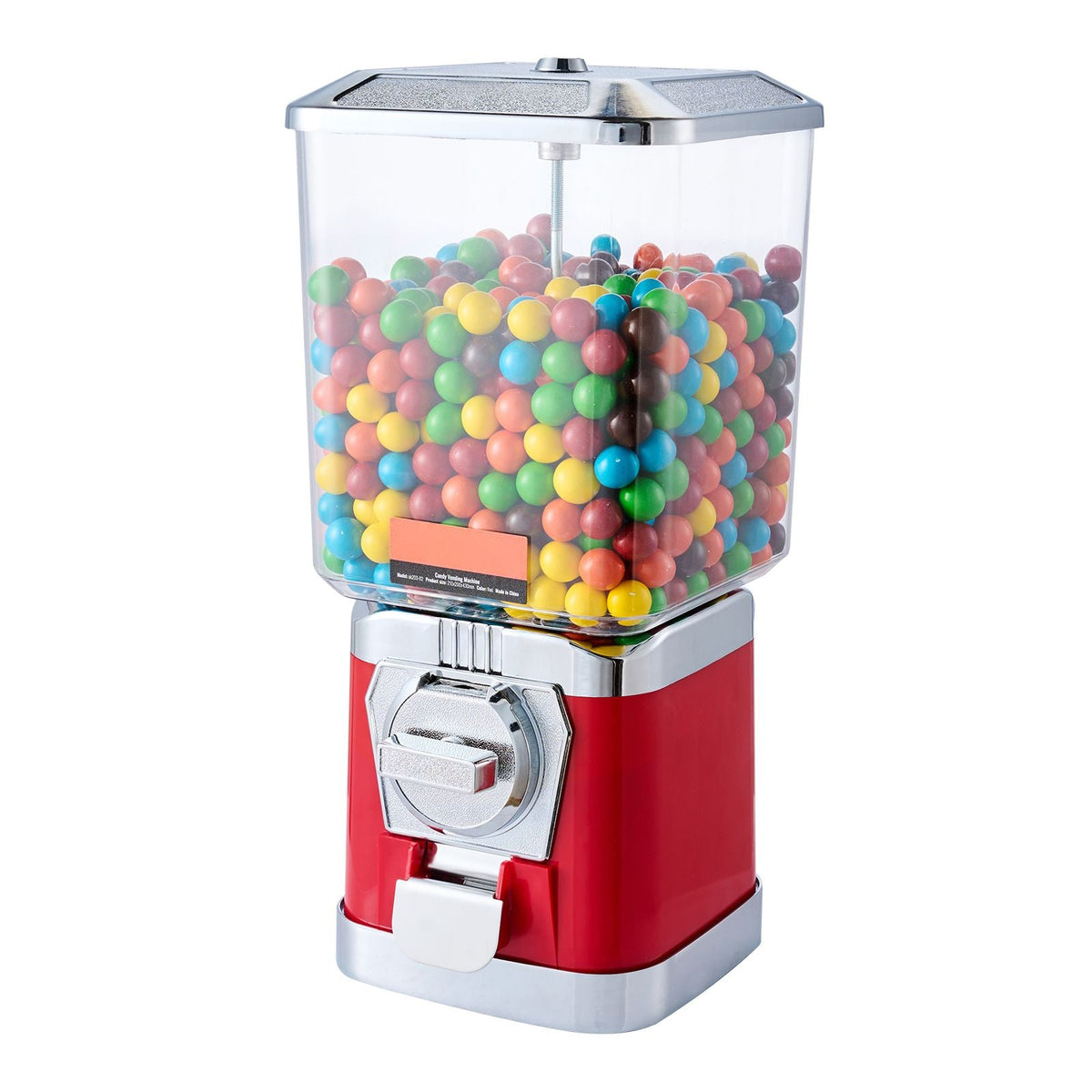Gumball Machine for Kids, 17"H Home Candy Vending Machine, PC Gumball Dispenser, Bubble Gum Machine for Game Stores, Coin Operated Gumball Bank for Toy Capsules Bouncy Balls Candy, Red