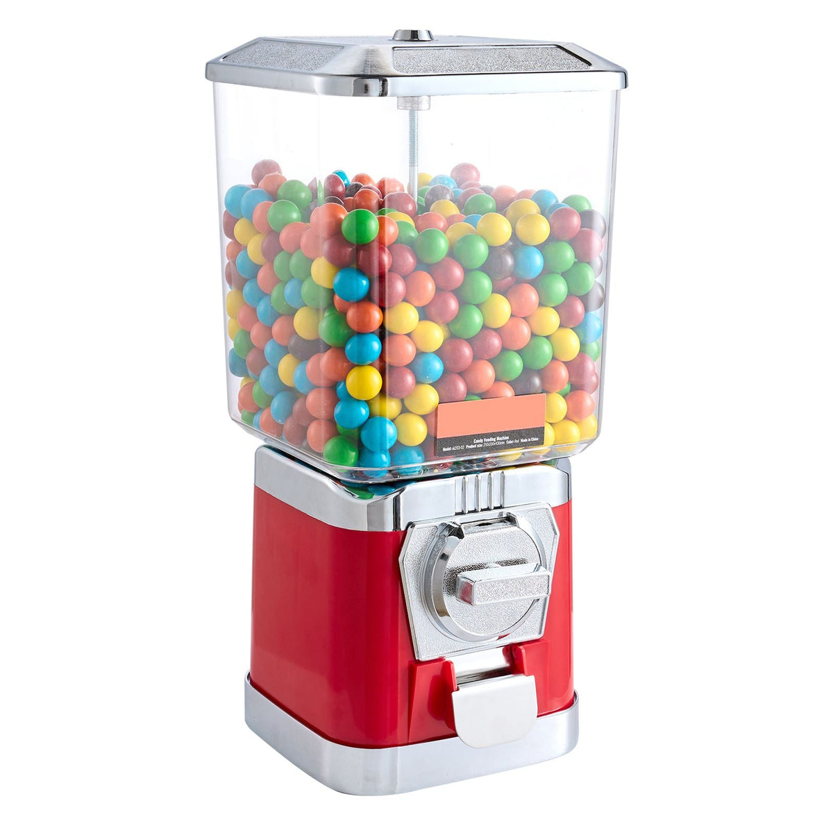 Gumball Machine for Kids, 17"H Home Candy Vending Machine, PC Gumball Dispenser, Bubble Gum Machine for Game Stores, Coin Operated Gumball Bank for Toy Capsules Bouncy Balls Candy, Red