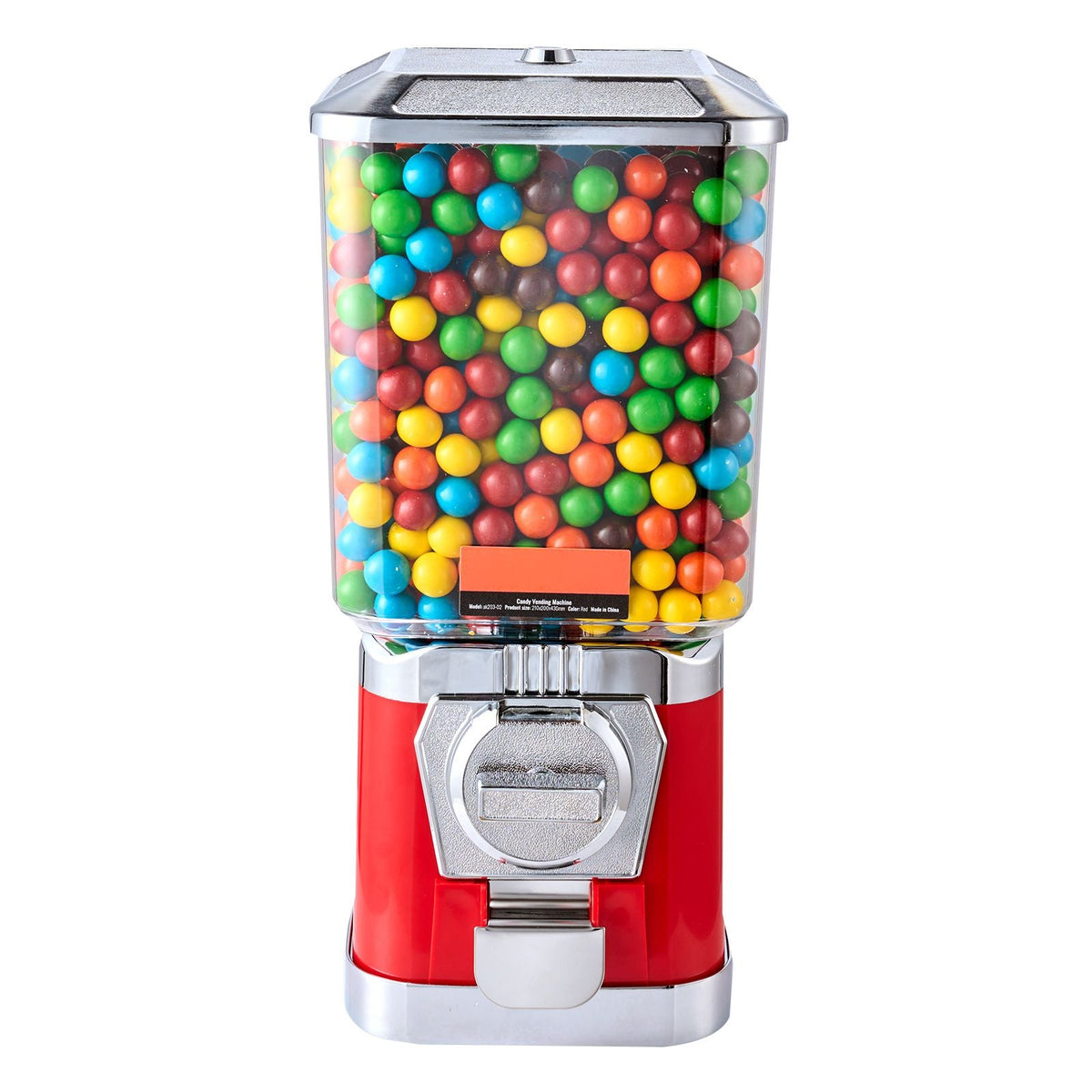 Gumball Machine for Kids, 17"H Home Candy Vending Machine, PC Gumball Dispenser, Bubble Gum Machine for Game Stores, Coin Operated Gumball Bank for Toy Capsules Bouncy Balls Candy, Red