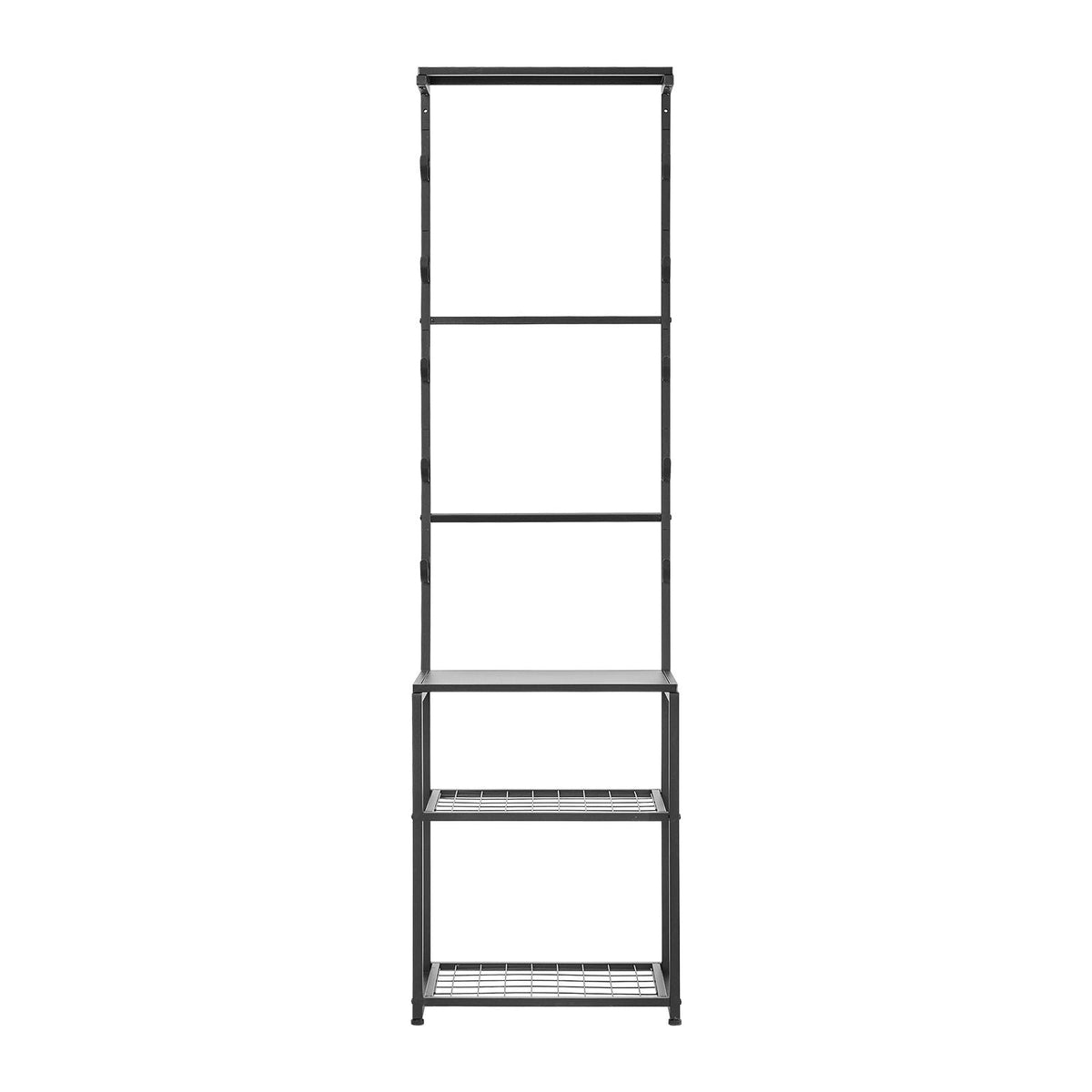 Gun Rack, Floor Standing, Indoor Rifle Shotgun Rack Stand with Storage Shelf, for Wall Mount Gun Display Stand, Holds up to 5 Rifles, Heavy Duty Steel, for Home Garage Hunting Long Guns Storage