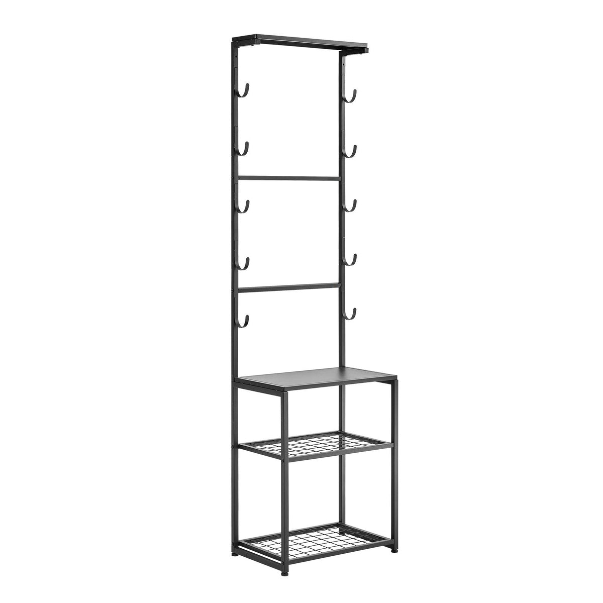 Gun Rack, Floor Standing, Indoor Rifle Shotgun Rack Stand with Storage Shelf, for Wall Mount Gun Display Stand, Holds up to 5 Rifles, Heavy Duty Steel, for Home Garage Hunting Long Guns Storage