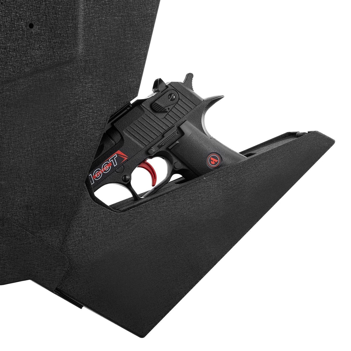 Gun Safe, Slider Handgun Gun Safe with Screen, Fingerprint/Password/Key, 3-Way Quick Access Firearm Case Box with LED for 1 Pistol & Magazine, Mounted Gun Box for Nightstand Bedside Desk Car