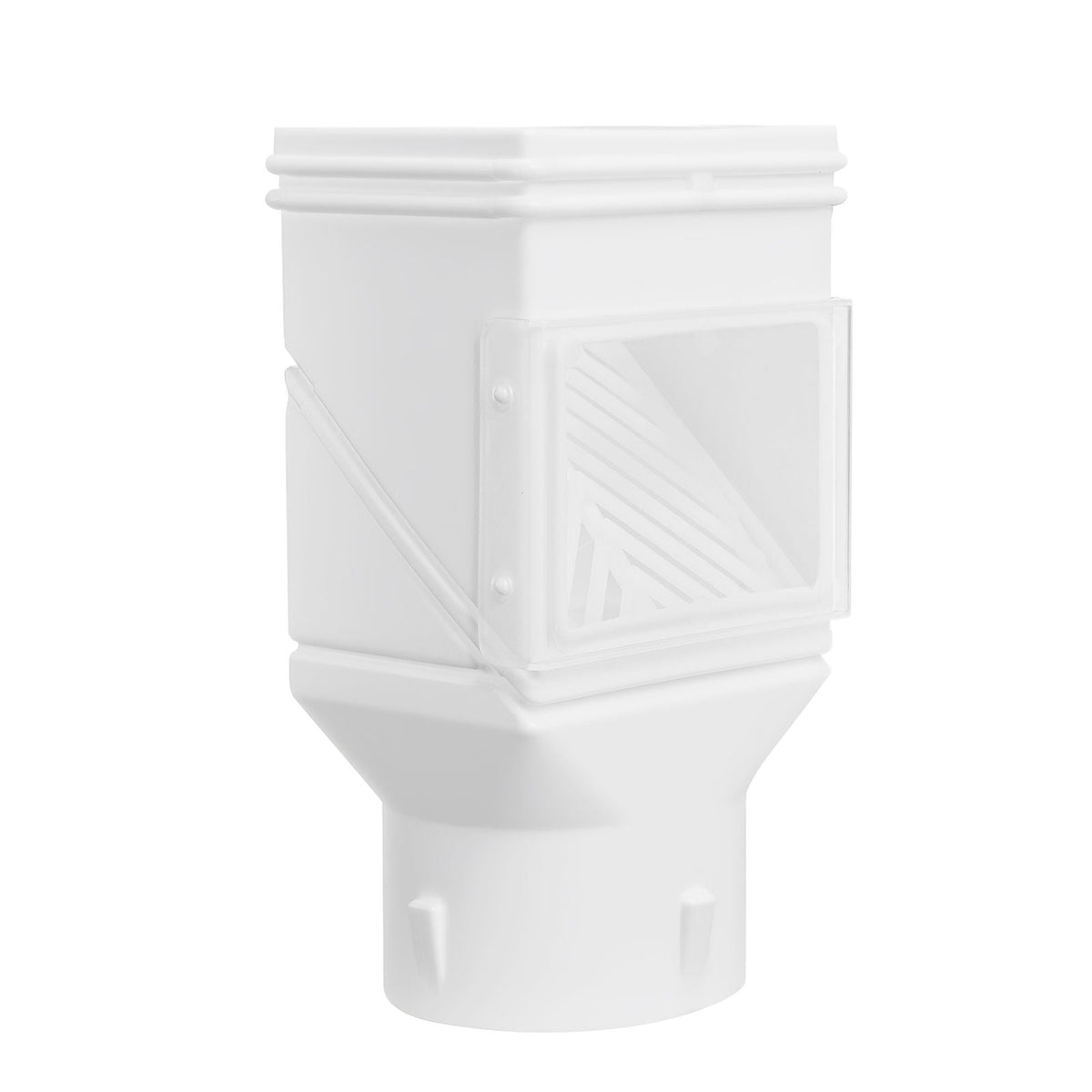 Gutter Downspouts, Downspout Diverter Rainwater Collection System Fits for 2x3 or 3x4 Inch Standard Inlet and Φ4inch Outlet, Flexible Rain Water Barrel Kit with Mesh Screen & Transparent, White