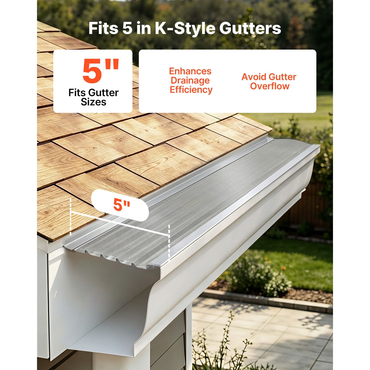Gutter Guard, 5 in Aluminum Gutter Cover with Stainless Steel Micro Mesh, Heavy-Duty 100ft Length, 0.04in Thick, Leaf Guard for Debris and Pine Needles, Easy DIY Install, Screws Included, 20 PCS