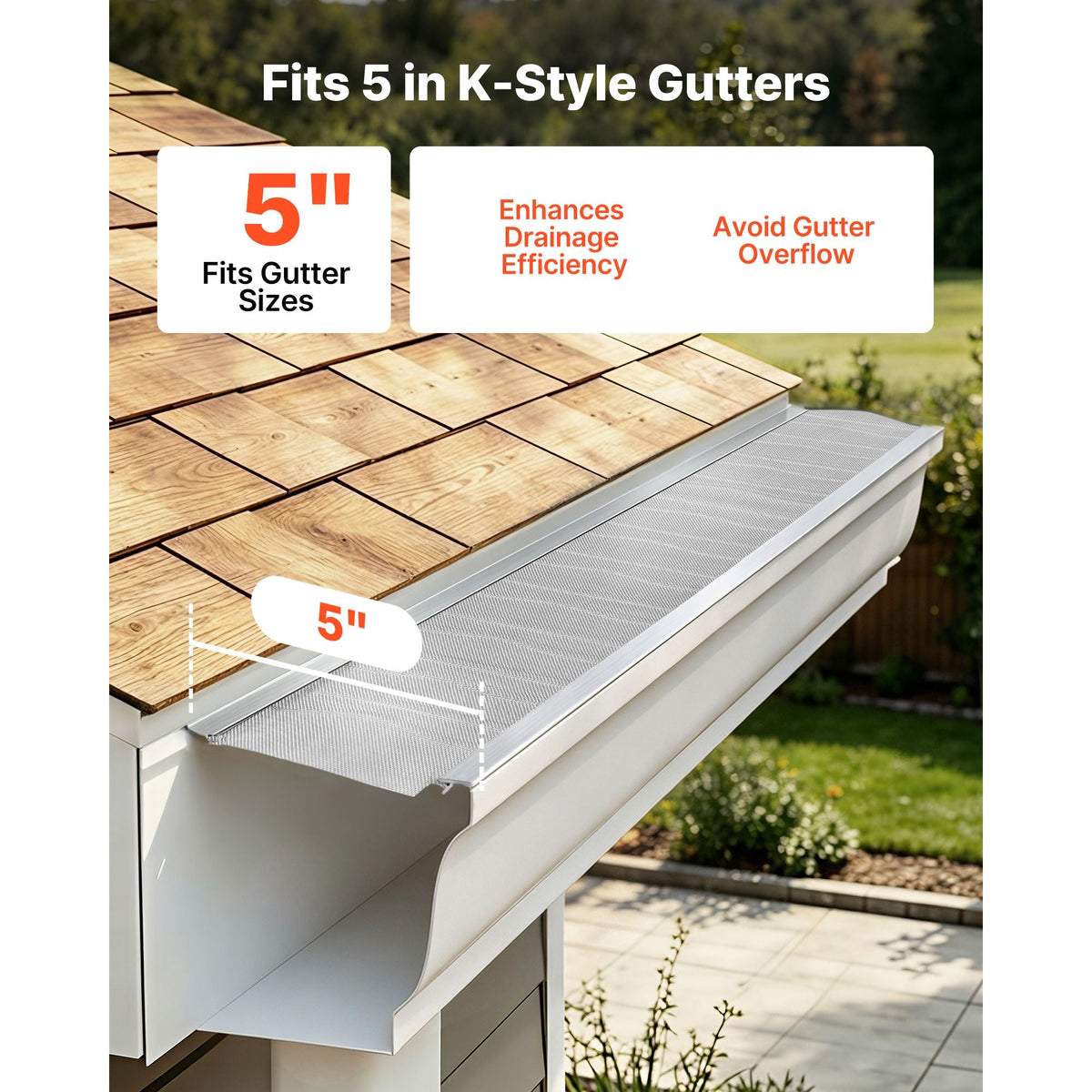 Gutter Guard, 5 in Aluminum Gutter Cover with Stainless Steel Micro Mesh, Heavy-Duty 48ft Length, 0.04in Thick, Leaf Guard for Debris and Pine Needles, Easy DIY Install, Screws Included, 12 PCS