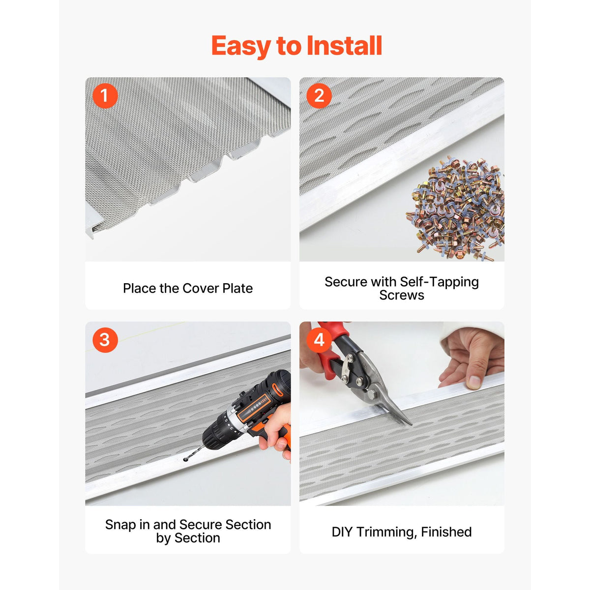 Gutter Guard, 6 in Aluminum Gutter Cover with Stainless Steel Micro Mesh, Heavy-Duty 100ft Length, 0.04in Thick, Leaf Guard for Debris and Pine Needles, Easy DIY Install, Screws Included, 20 PCS