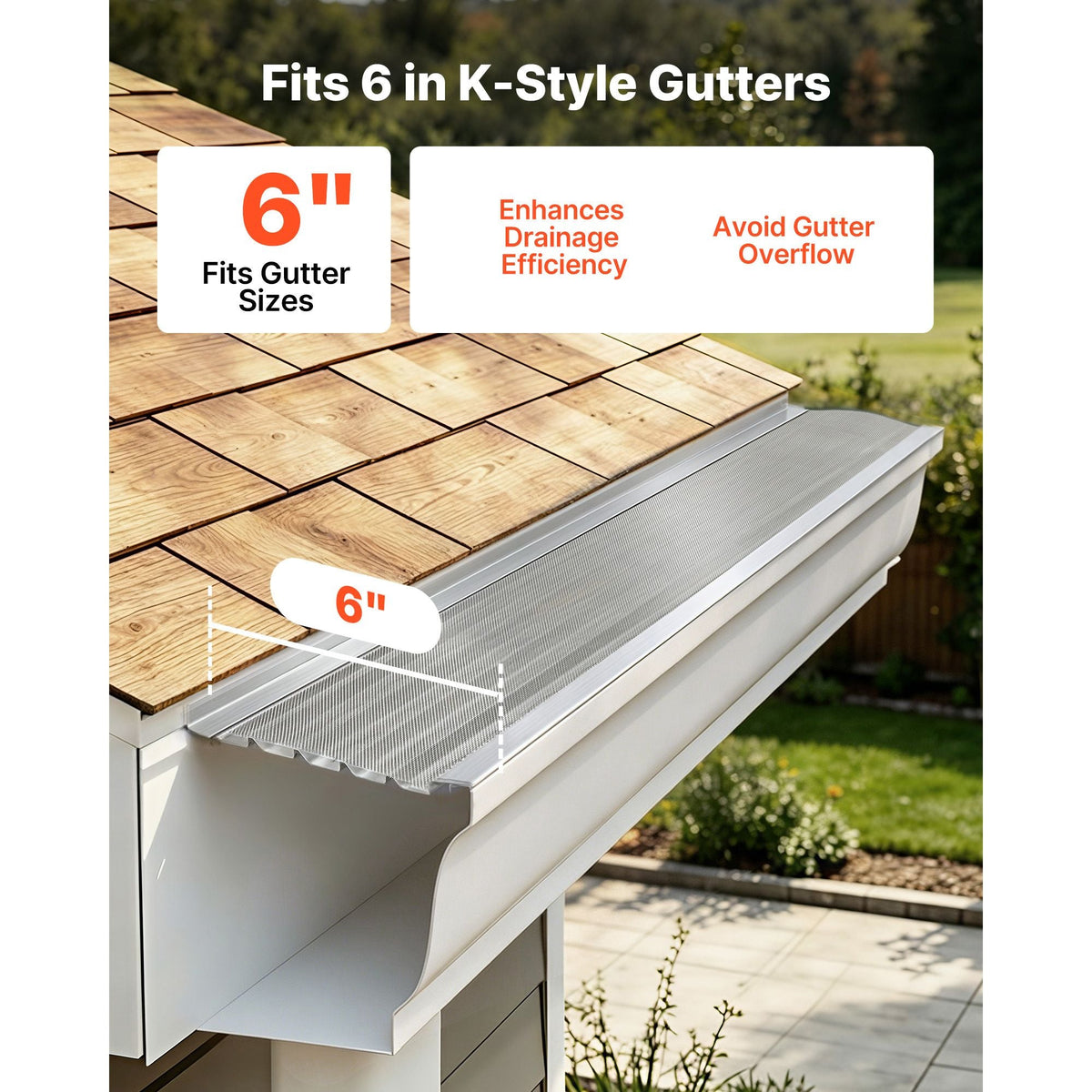 Gutter Guard, 6 in Aluminum Gutter Cover with Stainless Steel Micro Mesh, Heavy-Duty 100ft Length, 0.04in Thick, Leaf Guard for Debris and Pine Needles, Easy DIY Install, Screws Included, 20 PCS