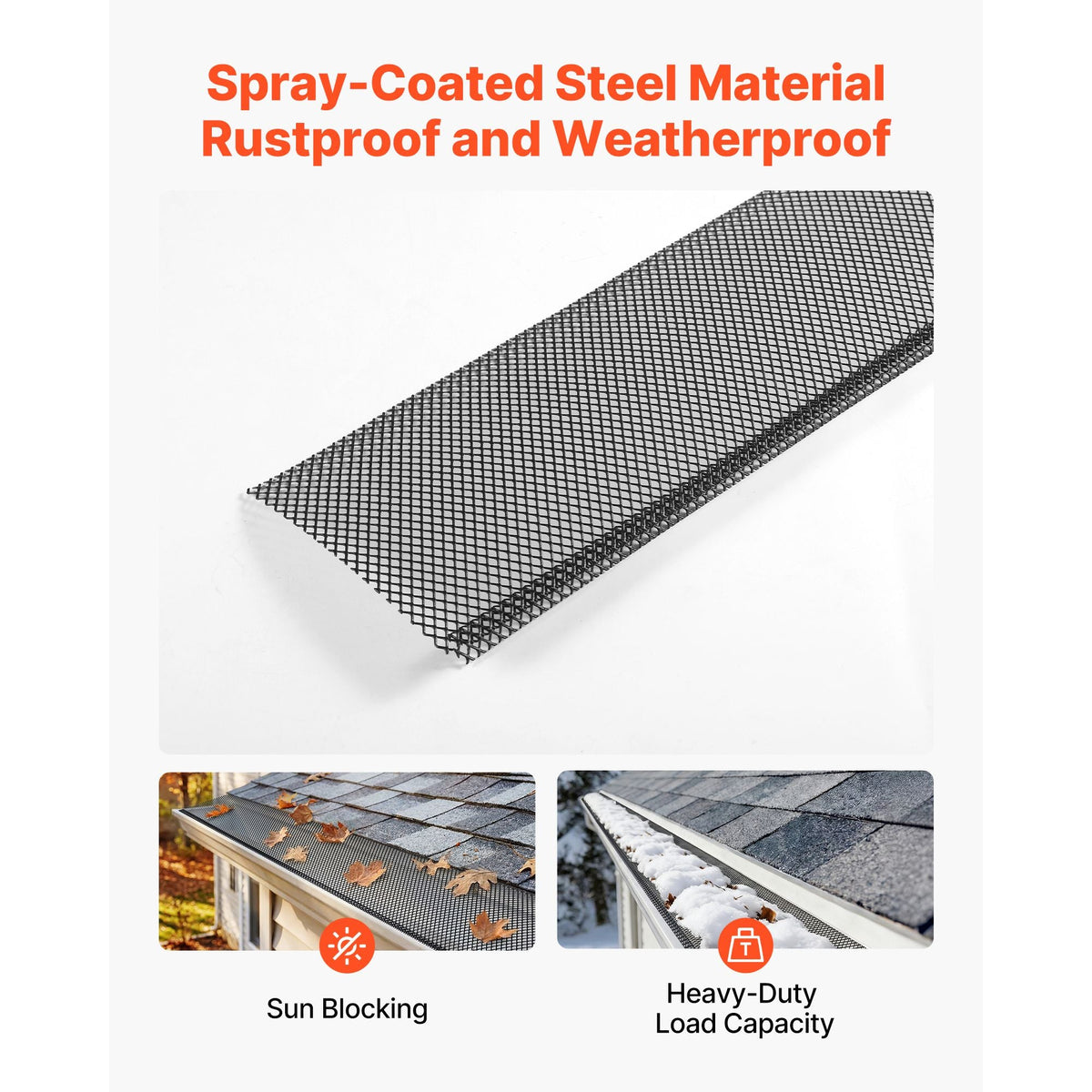Gutter Guard, 6 in Powder-Coated Steel Gutter Screen, Heavy-Duty 120 ft Length, 0.04 in Thickness, Leaf Guard for Debris and Leaves, Easy DIY Install, Fits 6" Standard Systems, 40 Pack, Black