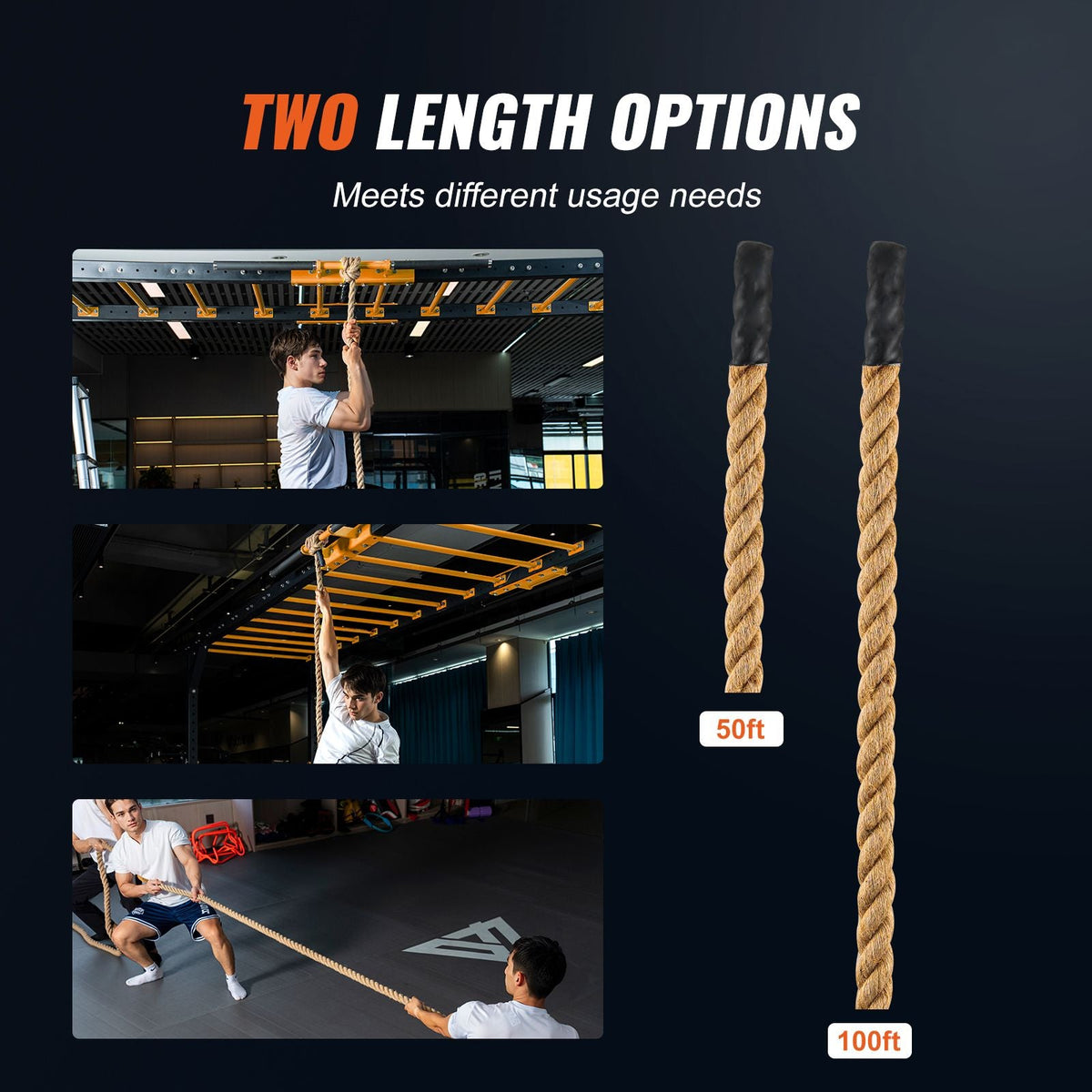 Gym Climbing Rope, 1" Diameter 50 ft Length Gym Fitness Training Rope, Gym Exercise Workout Rope for Adults, Climbing Rope for Fitness and Strength Training, Climbing Exercise, Home Workout