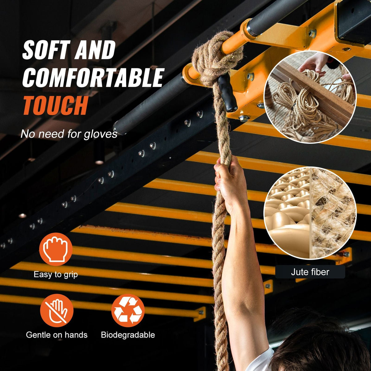 Gym Climbing Rope, 1" Diameter 50 ft Length Gym Fitness Training Rope, Gym Exercise Workout Rope for Adults, Climbing Rope for Fitness and Strength Training, Climbing Exercise, Home Workout