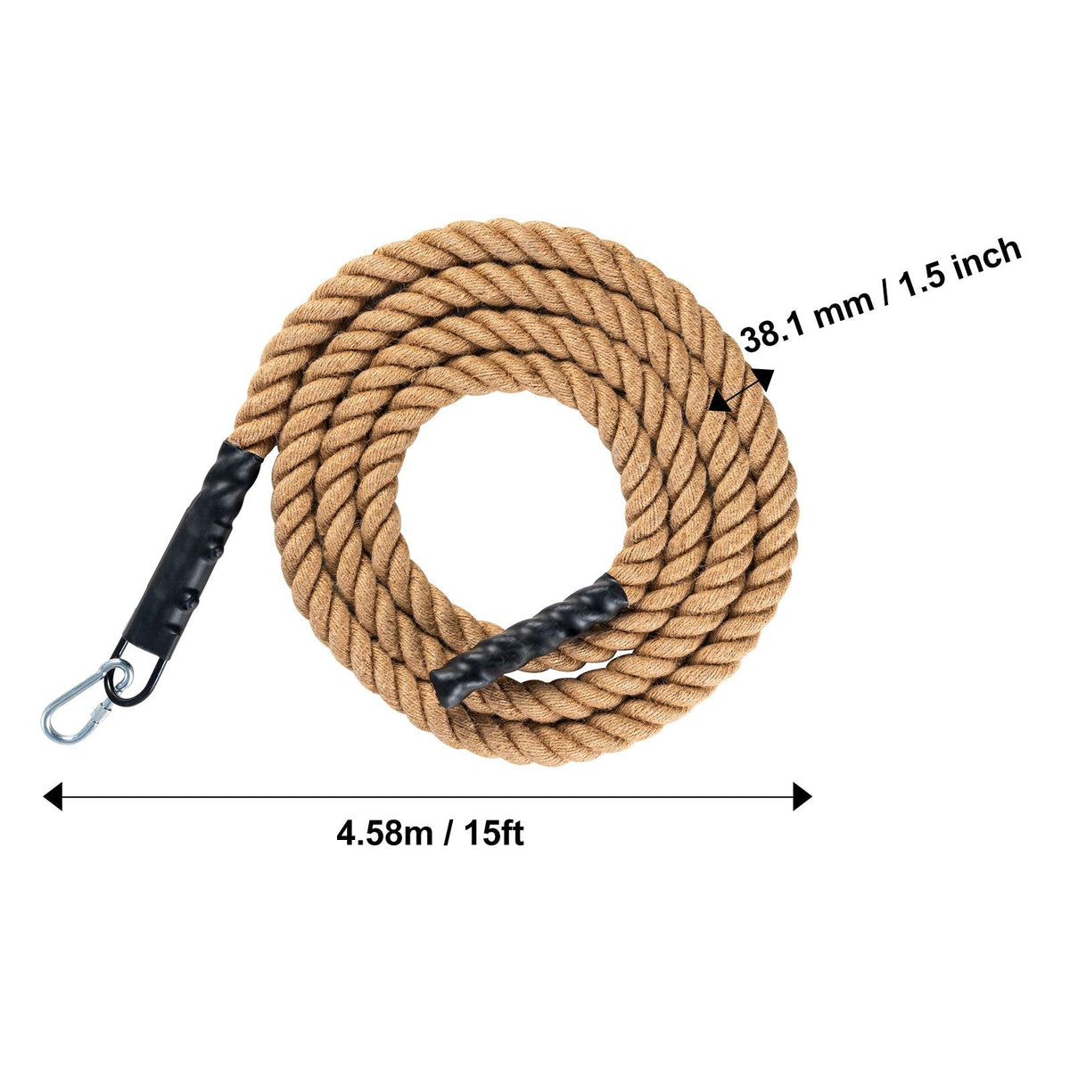 Gym Climbing Rope, 1.5" Diameter 15 ft Length Gym Fitness Training Rope, Gym Exercise Workout Rope for Adults, Climbing Rope for Fitness and Strength Training, Climbing Exercise, Home Workout