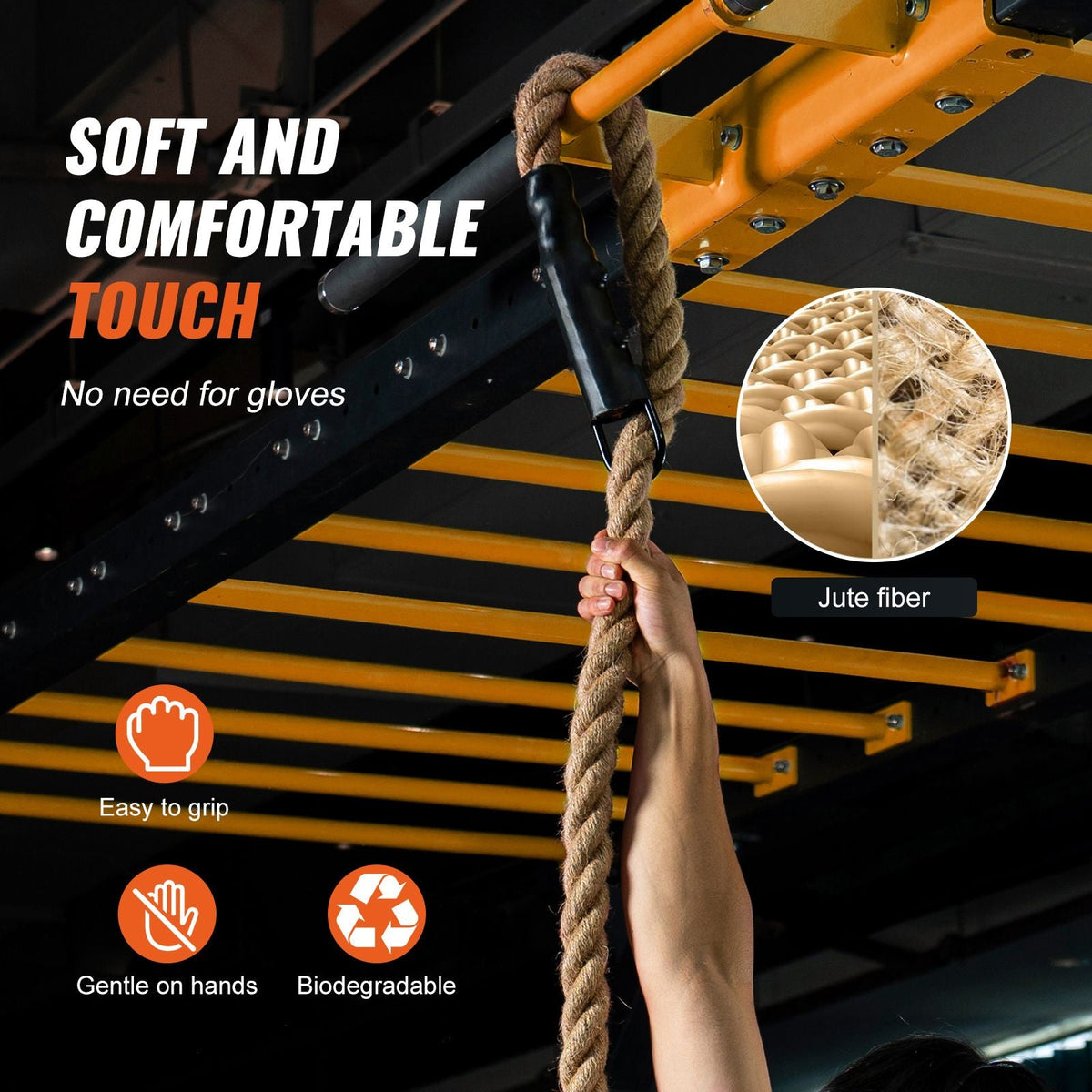 Gym Climbing Rope, 1.5" Diameter 20 ft Length Gym Fitness Training Rope, Gym Exercise Workout Rope for Adults, Climbing Rope for Fitness and Strength Training, Climbing Exercise, Home Workout