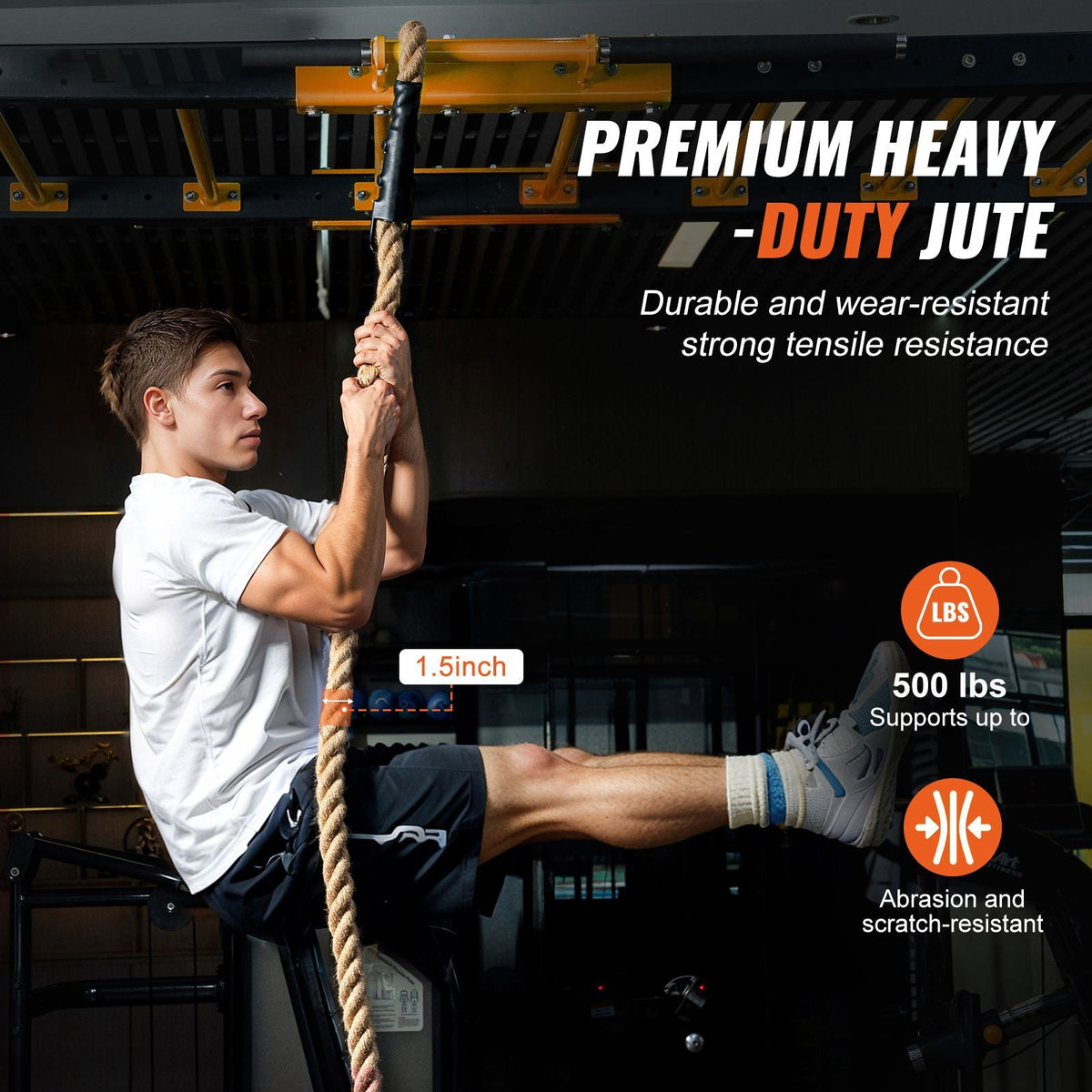 Gym Climbing Rope, 1.5" Diameter 20 ft Length Gym Fitness Training Rope, Gym Exercise Workout Rope for Adults, Climbing Rope for Fitness and Strength Training, Climbing Exercise, Home Workout