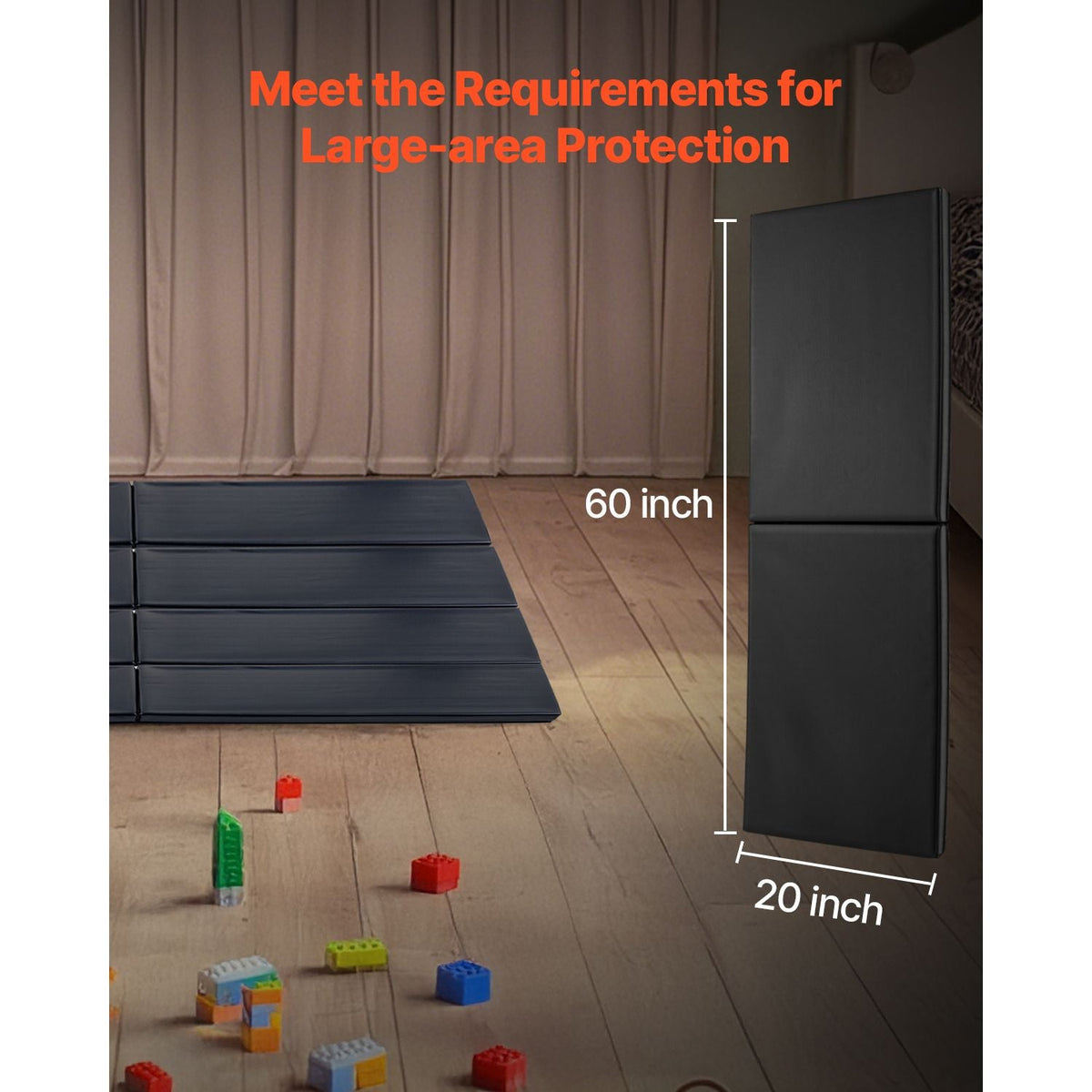 Gym Wall Padding, 60 x 20 x 2 inch Tear-Resistant Wall Mat, Removable 2" Thick Foam High Density Basketball Court Wall-Mounted Padding, Durable Waterproof Protective Pad for Gym Garage Basement