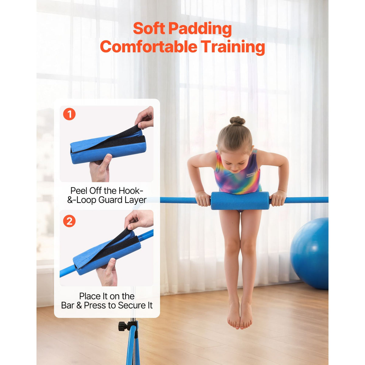 Gymnastic Bars for Kids, 140 lbs Capacity Folding Training Kip Bar, Adjustable Height Gymnastic Horizontal Bar for Home, Training Equipment for Indoor and Outdoor, Easy to Assemble, Blue