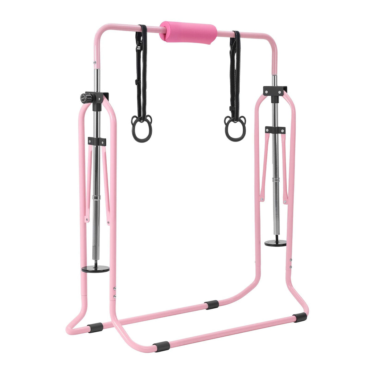 Gymnastic Bars for Kids, 140 lbs Capacity Folding Training Kip Bar, Adjustable Height Gymnastic Horizontal Bar for Home, Training Equipment for Indoor and Outdoor, Easy to Assemble, Pink