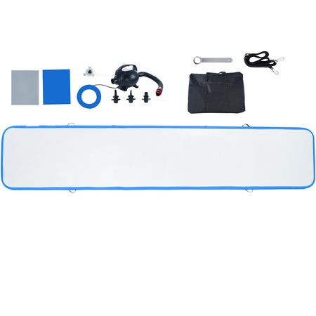 Gymnastics Air Mat, 4 inch Thickness Inflatable Gymnastics Tumbling Mat, Tumble Track with Electric Pump, Training Mats for Home Use/Gym/Yoga/Cheerleading/Beach/Park/Water, 16 ft, Blue