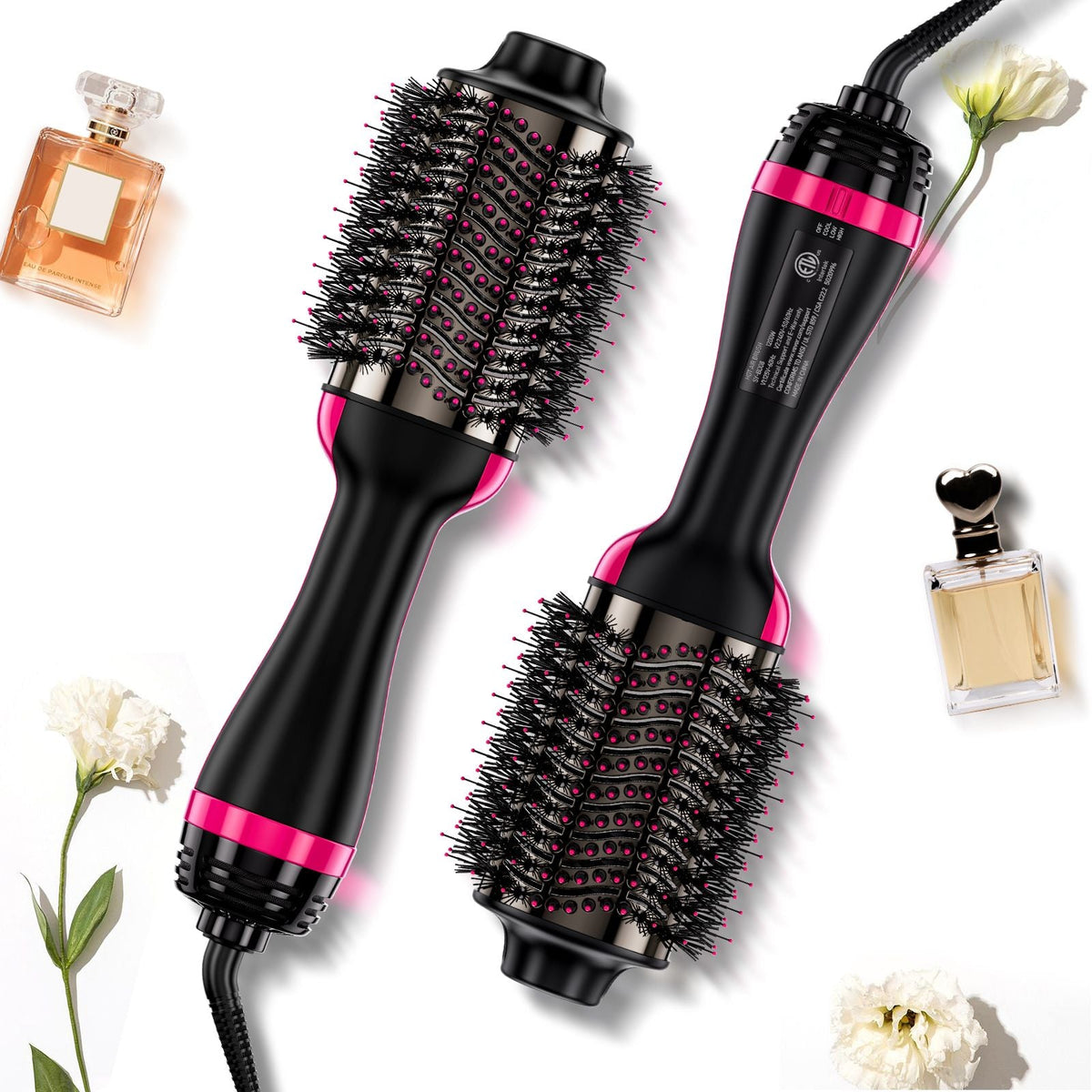 Hair Blow Dryer Brush, 4 in 1 Ionic Hair Dryer Styler and Volumizer with Electroplated Titanium & 2.95" Ceramic Coating Oval Barrel, 3-Temp Hot Air Styling Brush for Drying Straightening Curling