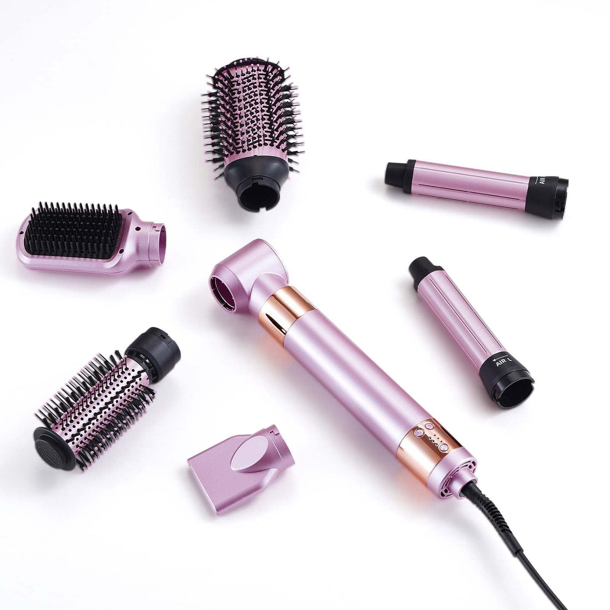 Hair Styler and Dryer Brush, 6-in-1 Multi Air Styler, 110,000RPM High-Speed Ionic Blow Dryer Brush with Brushless Motor, 2 Auto-Wrap Curlers, 3 Brush & 2 Nozzles, Styling Tool for All Hair Type