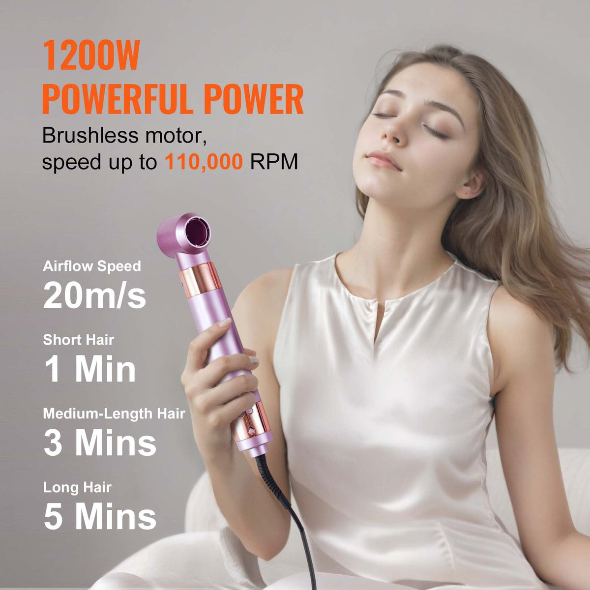 Hair Styler and Dryer Brush, 6-in-1 Multi Air Styler, 110,000RPM High-Speed Ionic Blow Dryer Brush with Brushless Motor, 2 Auto-Wrap Curlers, 3 Brush & 2 Nozzles, Styling Tool for All Hair Type