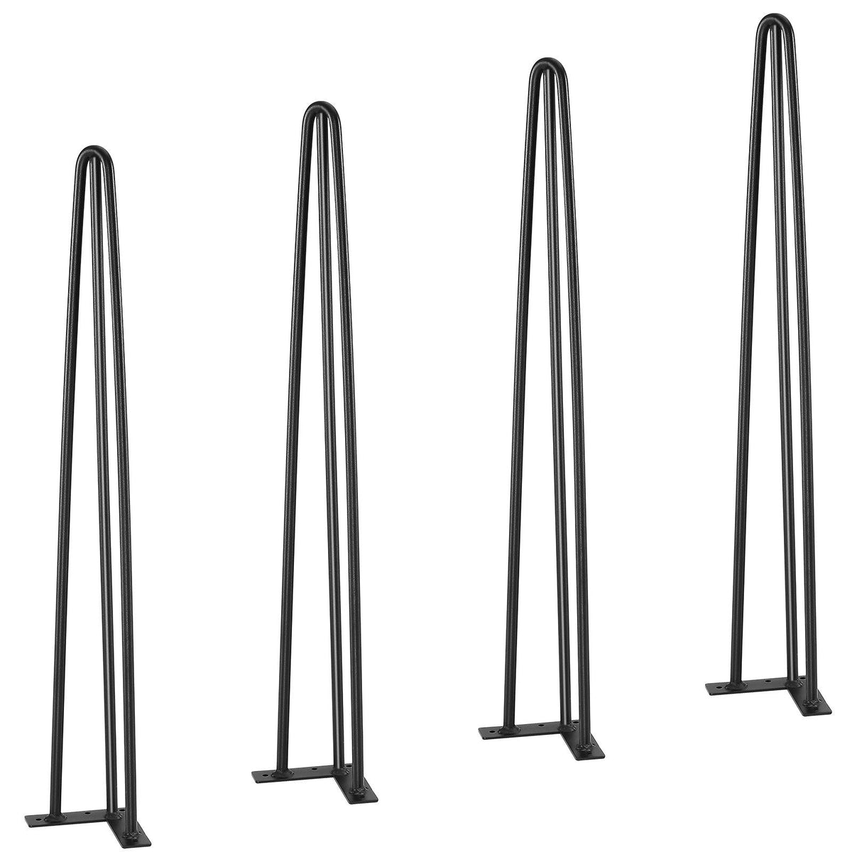 Hairpin Table Legs 28", Set of 4 Desk Legs 900lbs Load Capacity, Hairpin Desk Legs 3 Rods for Desk Chairs Bench Dining End Table, Solid Carbon Steel Heavy Duty Furniture Legs Black