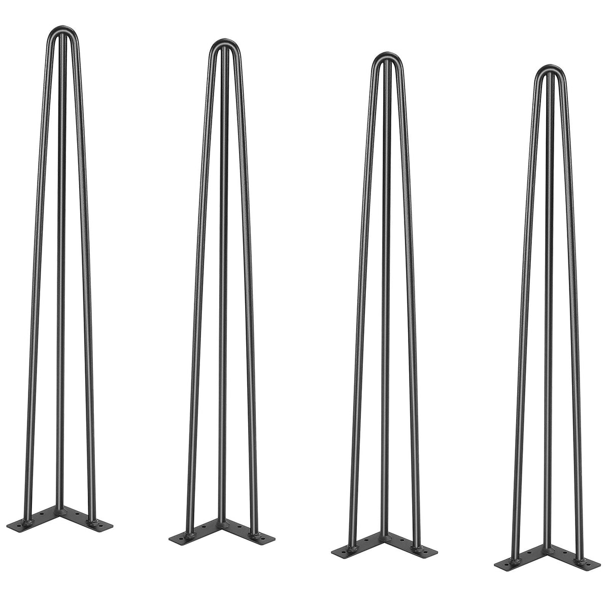 Hairpin Table Legs 28", Set of 4 Desk Legs 900lbs Load Capacity, Hairpin Desk Legs 3 Rods for Desk Chairs Bench Dining End Table, Solid Carbon Steel Heavy Duty Furniture Legs Black