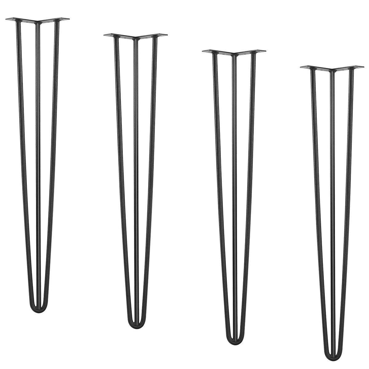 Hairpin Table Legs 28", Set of 4 Desk Legs 900lbs Load Capacity, Hairpin Desk Legs 3 Rods for Desk Chairs Bench Dining End Table, Solid Carbon Steel Heavy Duty Furniture Legs Black