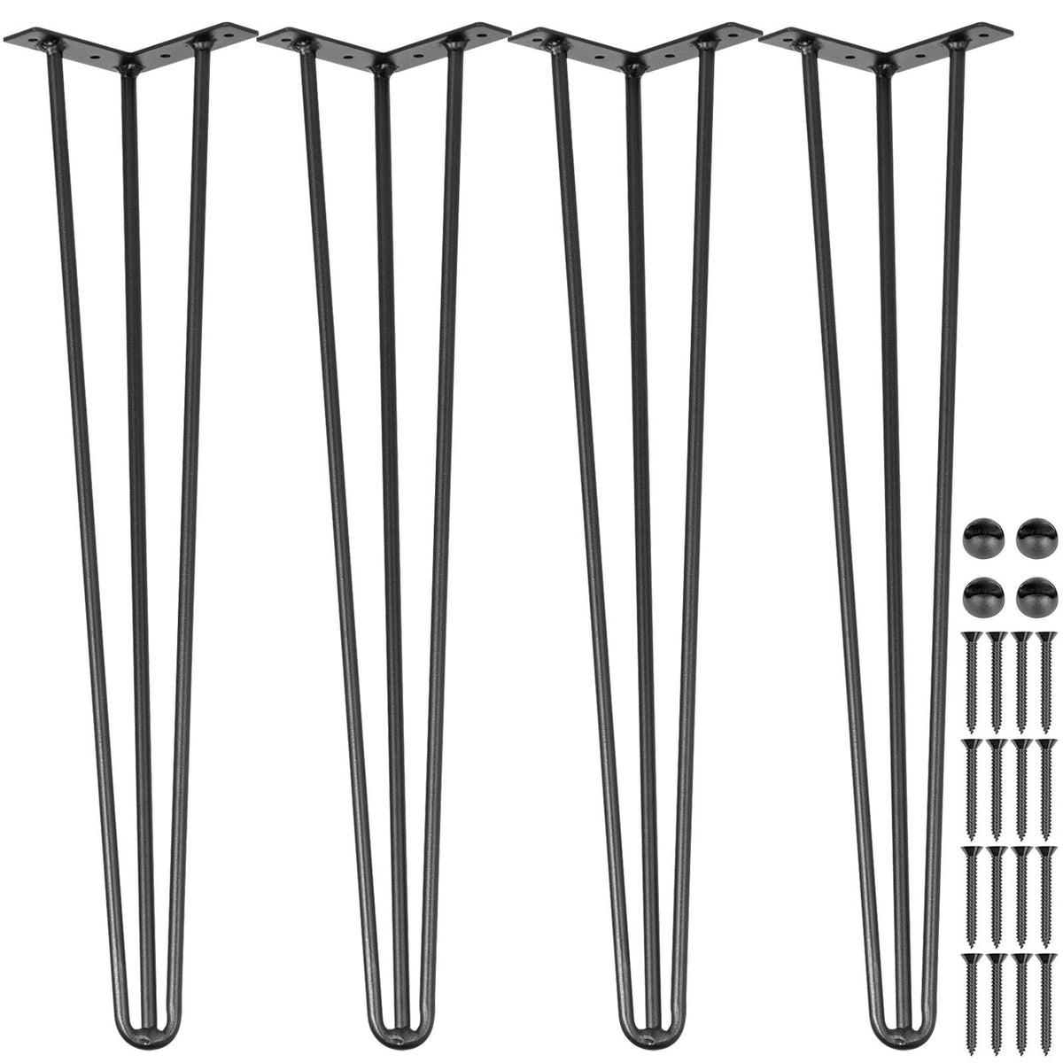 Hairpin Table Legs 34\" Black Set of 4 Desk Legs 880lbs Load Capacity (Each 220lbs) Hairpin Desk Legs 3 Rods for Bench Desk Dining End Table Chairs Carbon Steel DIY Heavy Duty Furniture Legs