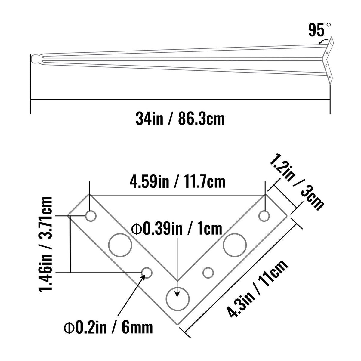Hairpin Table Legs 34\" Black Set of 4 Desk Legs 880lbs Load Capacity (Each 220lbs) Hairpin Desk Legs 3 Rods for Bench Desk Dining End Table Chairs Carbon Steel DIY Heavy Duty Furniture Legs