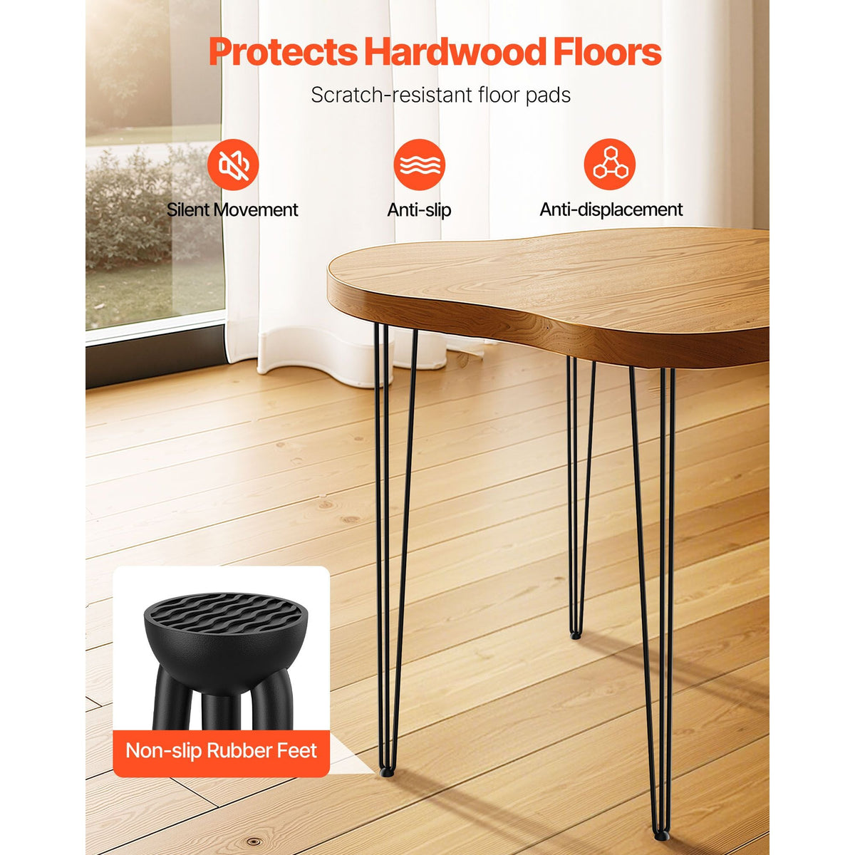 Hairpin Table Legs 34\" Black Set of 4 Desk Legs 880lbs Load Capacity (Each 220lbs) Hairpin Desk Legs 3 Rods for Bench Desk Dining End Table Chairs Carbon Steel DIY Heavy Duty Furniture Legs