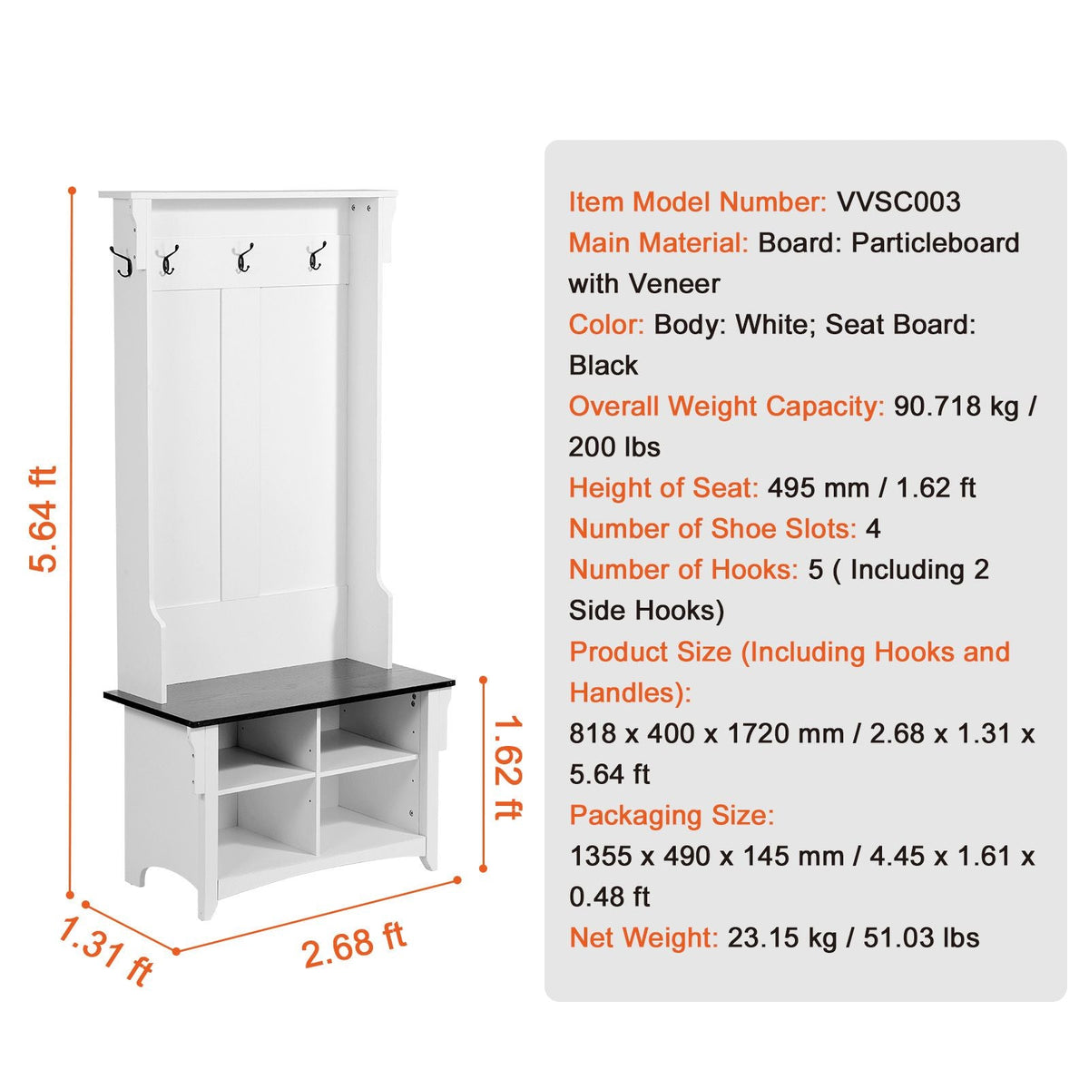 Hall Tree Entryway Bench, Coat Rack with Shoe Storage, 32" Wide Mudroom bench with Storage and Seating, Adjustable Shelves and 5 Hanging Hooks with 4 Storage Drawers,for Mudroom,Entryway,Hallway