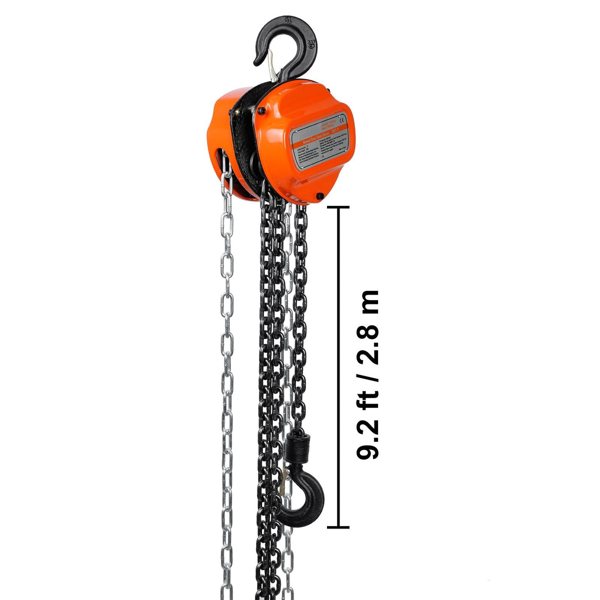 Hand Chain Hoist, 1 Ton 2200 lbs Capacity 10 FT Come Along, G80 Galvanized Carbon Steel with Double-Pawl Brake, Auto Chain Leading & 360° Rotation Hook, for Garage Factory Dock