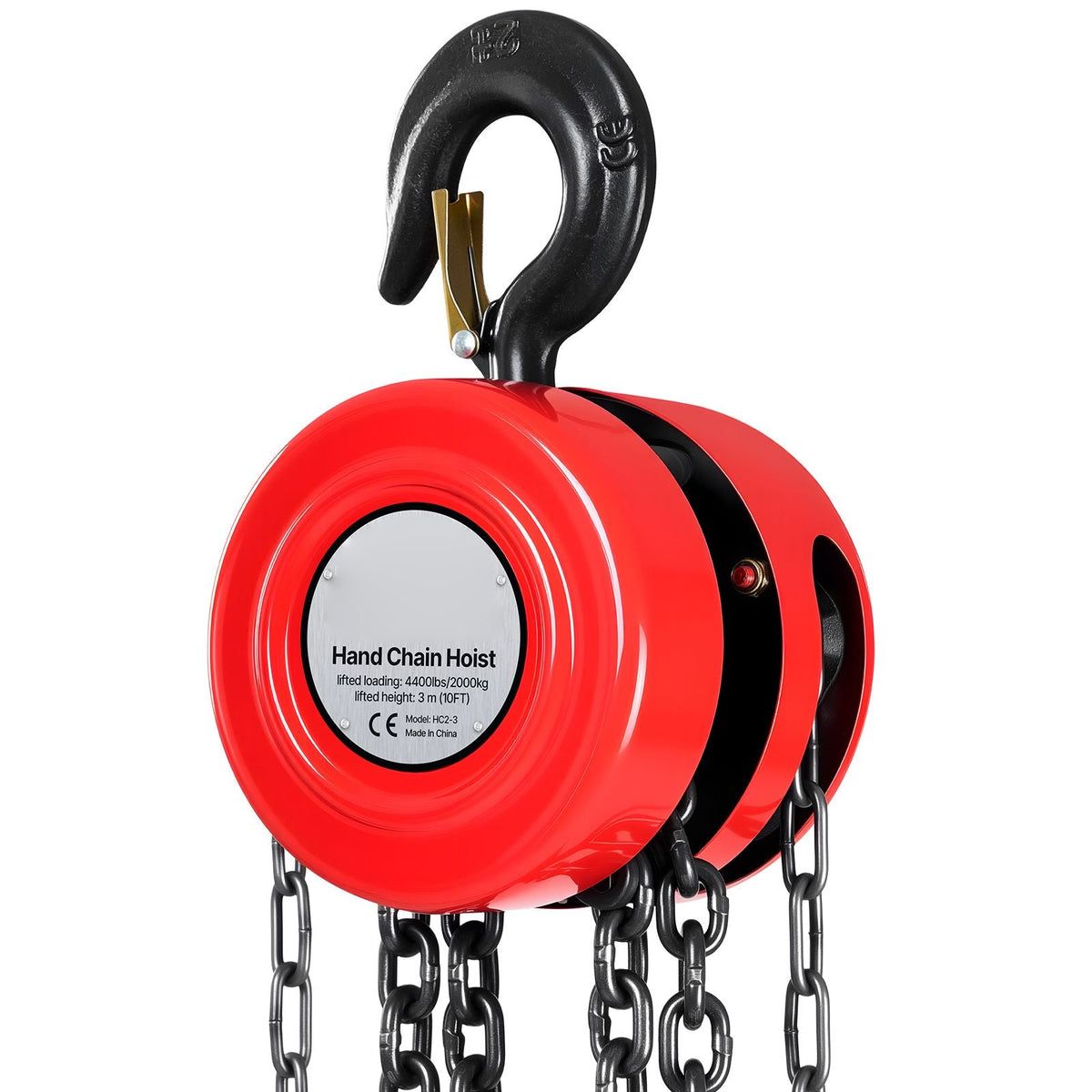 Hand Chain Hoist, 2 Ton 4400 lbs Capacity, Manual Chain Block with Upgrade G70 Galvanized Chain, 10 ft Lifting Height, Heavy Duty Pulley Hoist for Garage Warehouse Automotive Machinery, Red