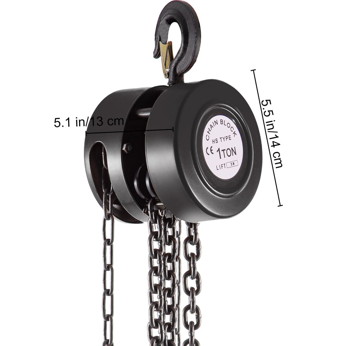 Hand Chain Hoist, 2200 lbs /1 Ton Capacity Chain Block, 10ft/3m Lift Manual Hand Chain Block, Manual Hoist with Industrial-Grade Steel Construction for Lifting Good in Transport & Workshop, Blac