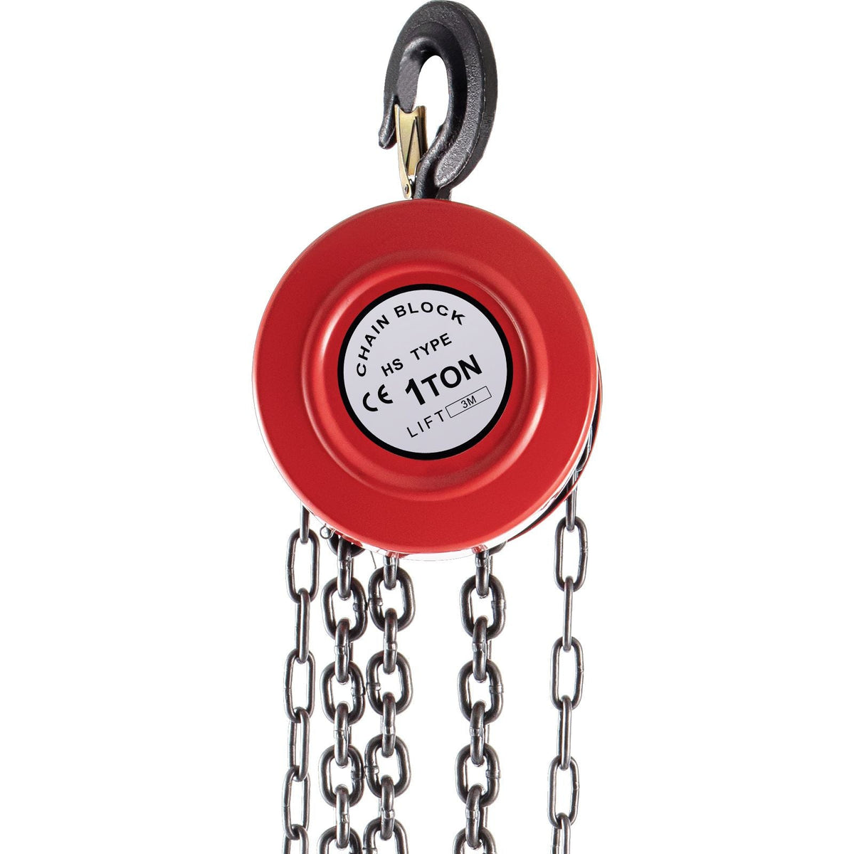 Hand Chain Hoist, 2200 lbs /1 Ton Capacity Chain Block, 10ft/3m Lift Manual Hand Chain Block, Manual Hoist with Industrial-Grade Steel Construction for Lifting Good in Transport & Workshop, Red