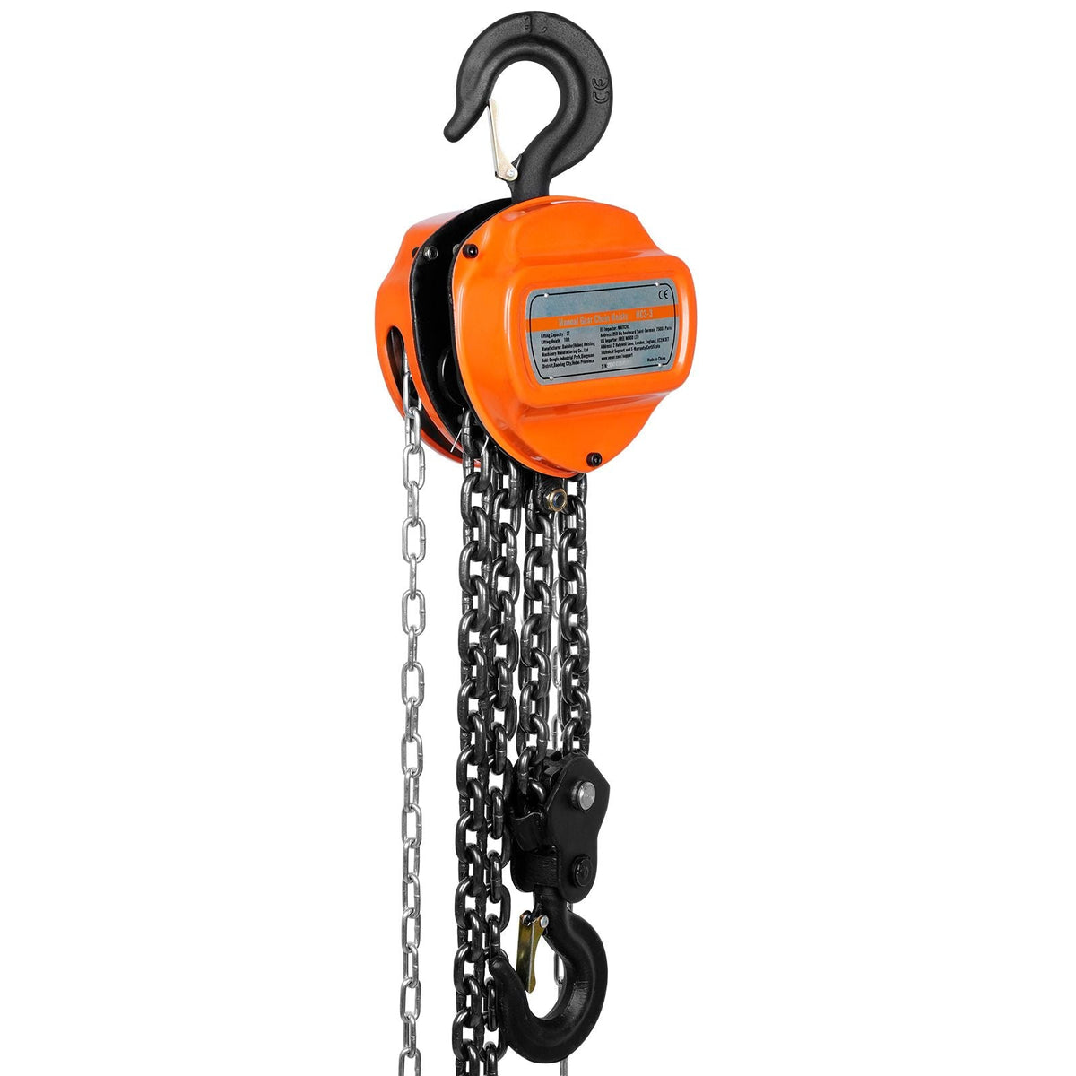 Hand Chain Hoist, 3 Ton 6600 lbs Capacity 10 FT Come Along, G80 Galvanized Carbon Steel with Double-Pawl Brake, Auto Chain Leading & 360° Rotation Hook, for Garage Factory Dock