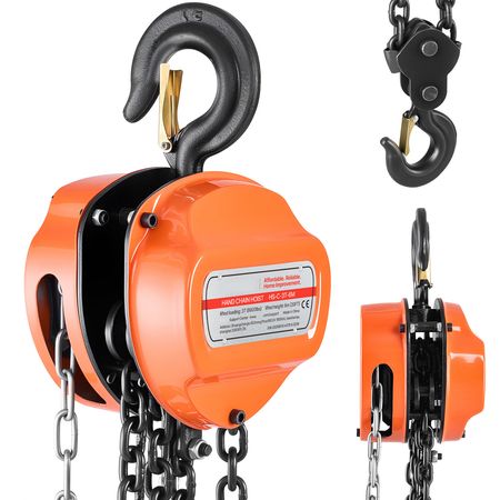 Hand Chain Hoist, 3 Ton 6600 lbs Capacity, Manual Chain Block with Upgrade G80 Galvanized Chain, 20 ft Lifting Height, Heavy Duty Pulley Hoist for Garage Warehouse Automotive Machinery, Orange