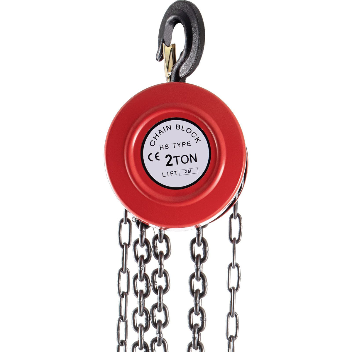 Hand Chain Hoist, 4400 lbs /2 Ton Capacity Chain Block, 7ft/2m Lift Manual Hand Chain Block, Manual Hoist with Industrial-Grade Steel Construction for Lifting Good in Transport & Workshop, Red