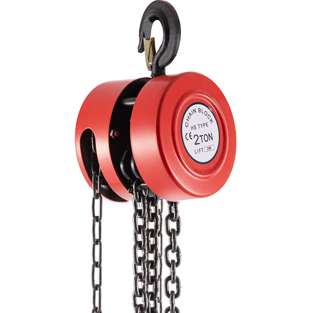 Hand Chain Hoist, 4400 lbs /2 Ton Capacity Chain Block, 7ft/2m Lift Manual Hand Chain Block, Manual Hoist with Industrial-Grade Steel Construction for Lifting Good in Transport & Workshop, Red