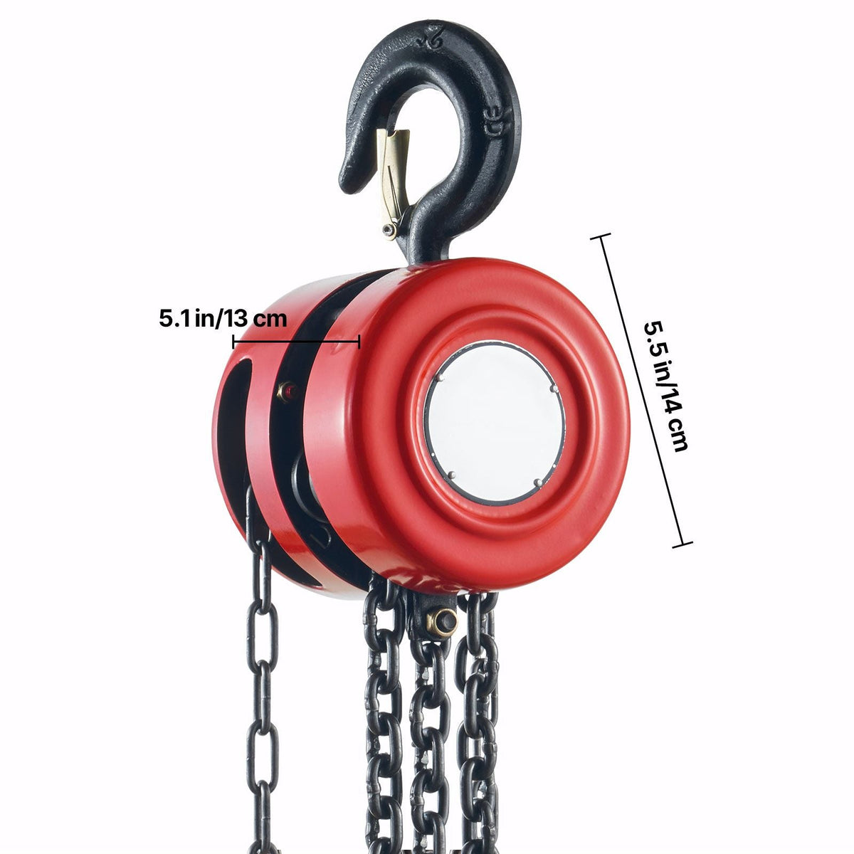 Hand Chain Hoist, 4400 lbs /2 Ton Capacity Chain Block, 8ft/2.5m Lift Manual Hand Chain Block, Manual Hoist with Industrial-Grade Steel Construction for Lifting Good in Transport & Workshop, Red