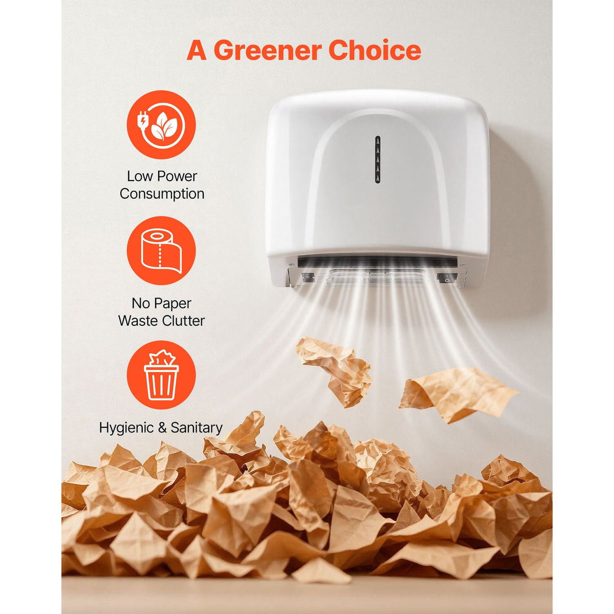 Hand Dryer, 1300W Bathroom Air Hand Dryer, Automatic High Speed with HEPA Filter, Fast Drying, Premium ABS Construction, AC110-120V Commercial Wall Mounted for Home Bathroom, Guest Room,Homestay