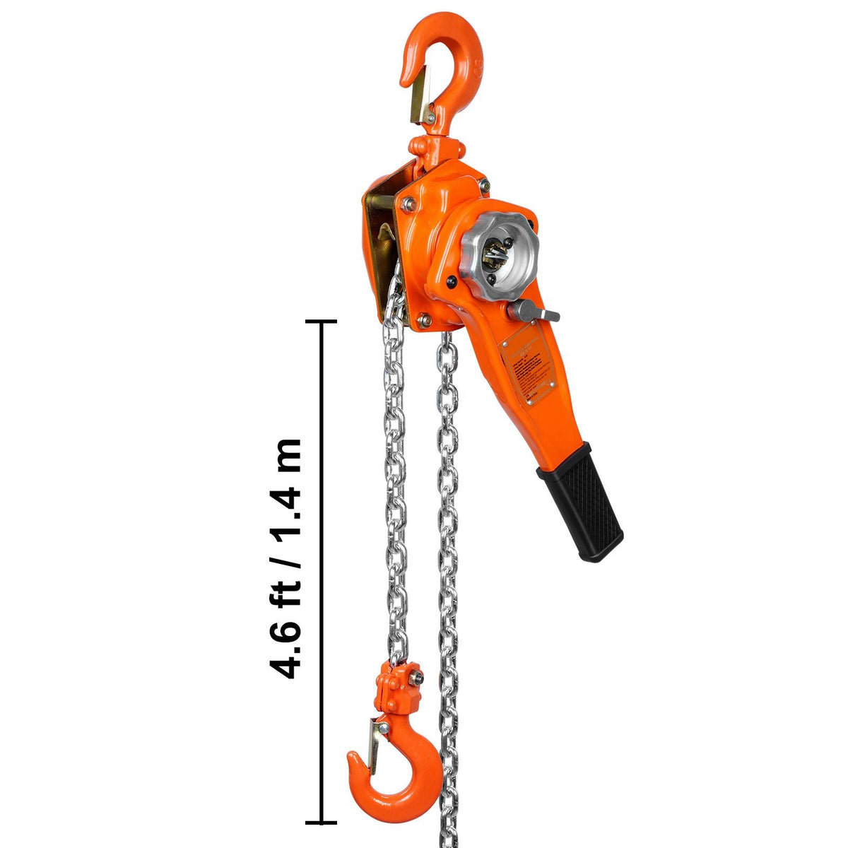 Hand-Operated Chain Lift, 1650 lbs Load, 5ft Length, G80 Zinc-Coated Steel, Dual-Pawl Brake System, Automatic Chain Guide & Swivel Hook, Ideal for Workshops, Warehouses, and Loading Docks