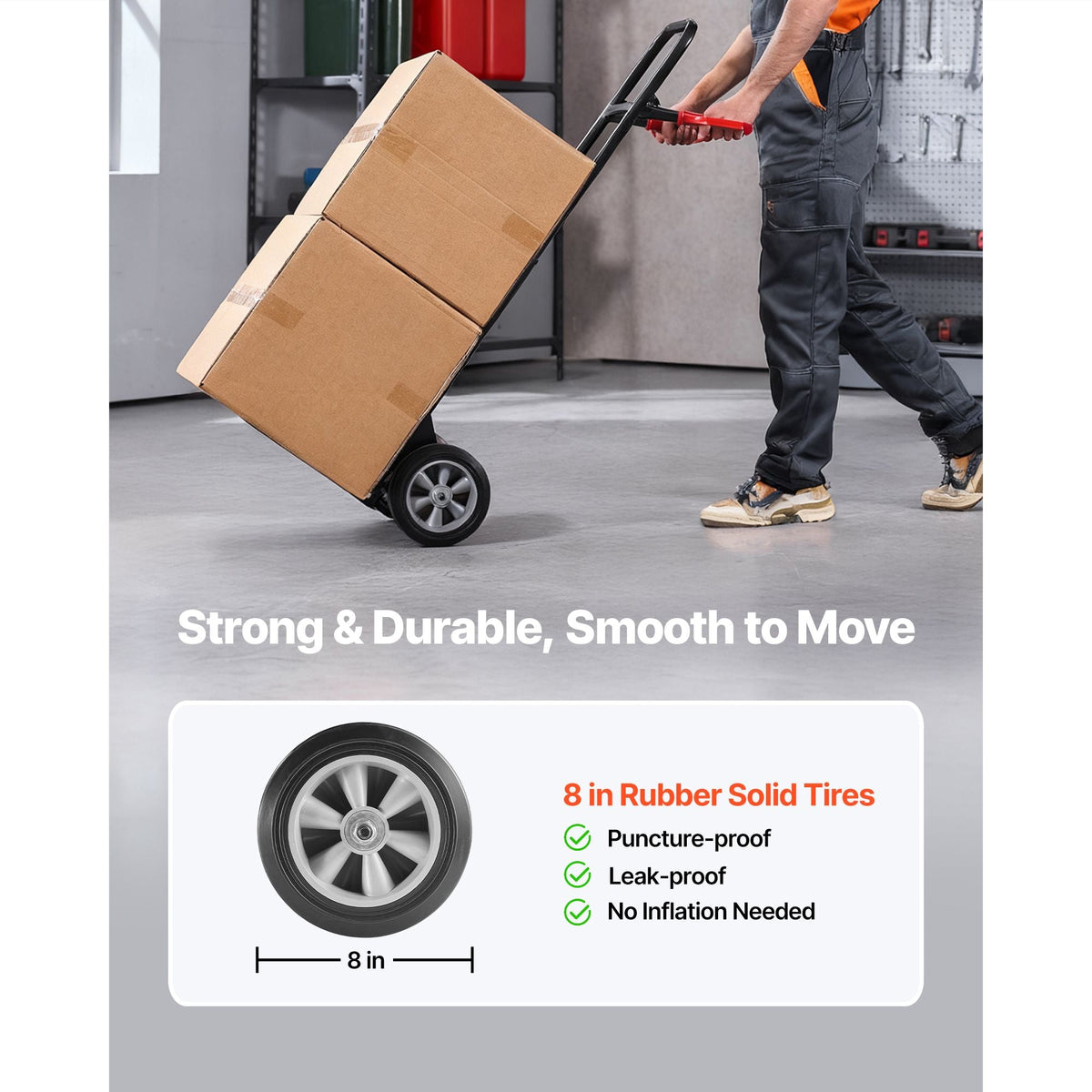 Hand Truck, 600 lbs Load Capacity, Heavy-Duty Hand Truck Dolly with Wheels & Telescoping Handle, Portable Trolley Dolly with Tie-down Strap for Moving Home, Office, Warehouse, Supermarket