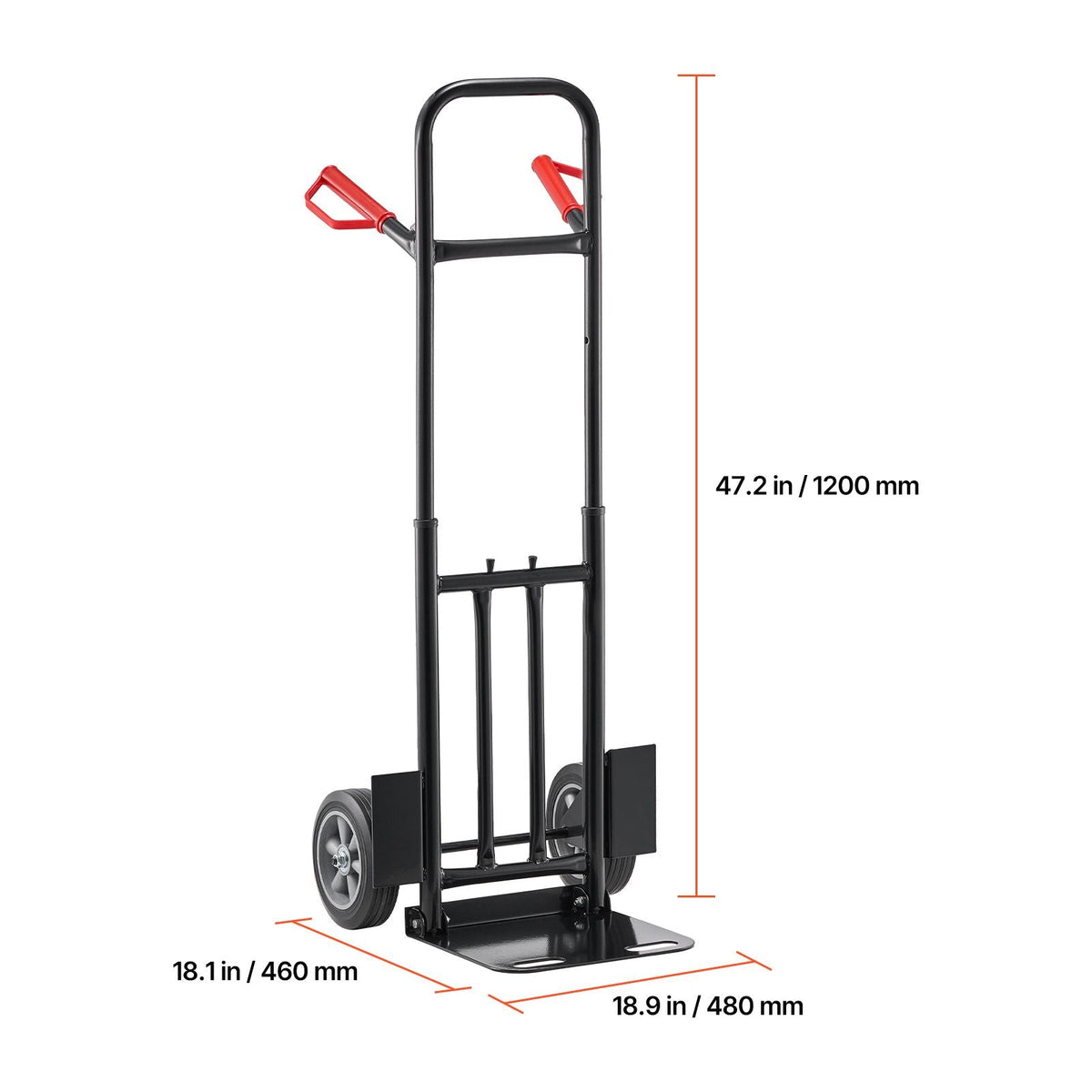 Hand Truck, 600 lbs Load Capacity, Heavy-Duty Hand Truck Dolly with Wheels & Telescoping Handle, Portable Trolley Dolly with Tie-down Strap for Moving Home, Office, Warehouse, Supermarket